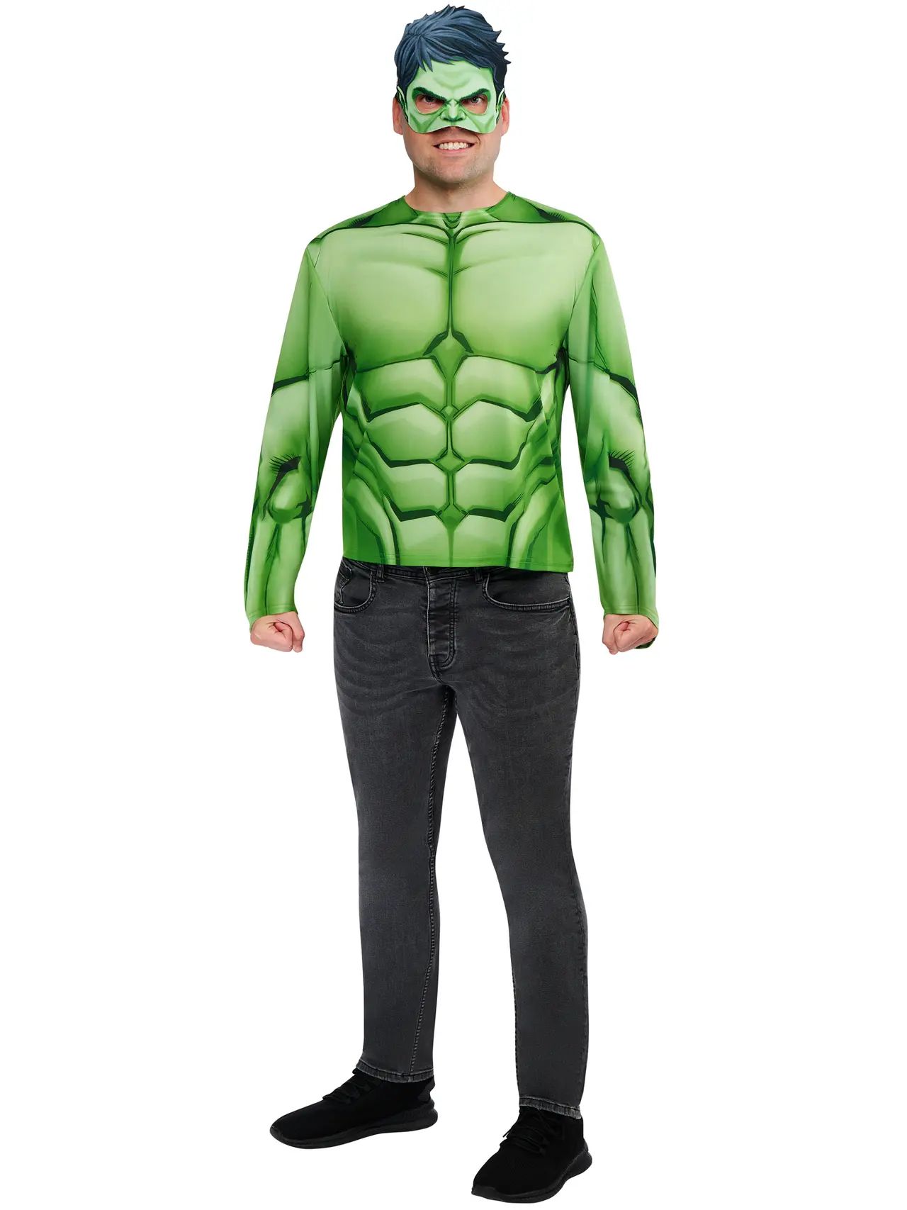 Hulk-top med halvmaske – kostume til herrer
