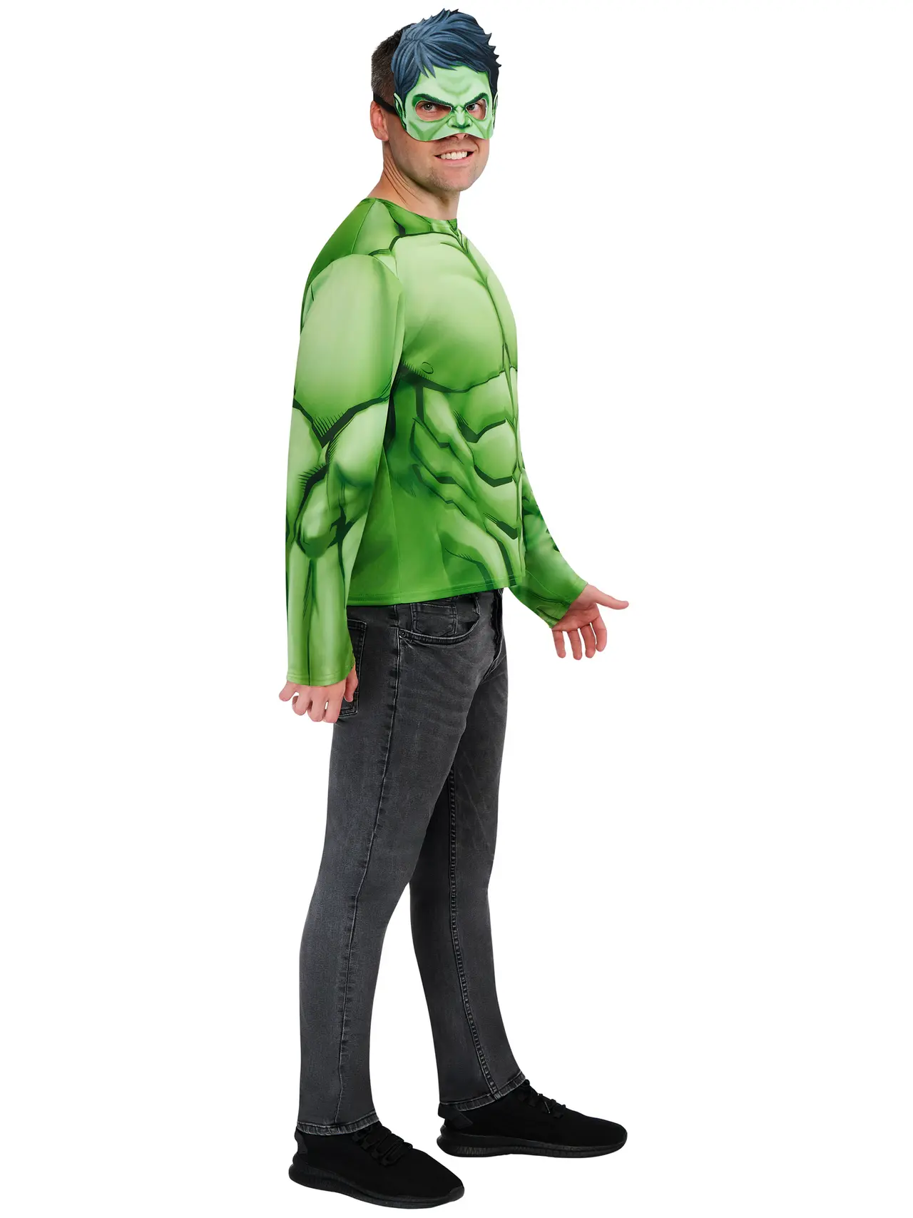 Hulk-top med halvmaske – kostume til herrer