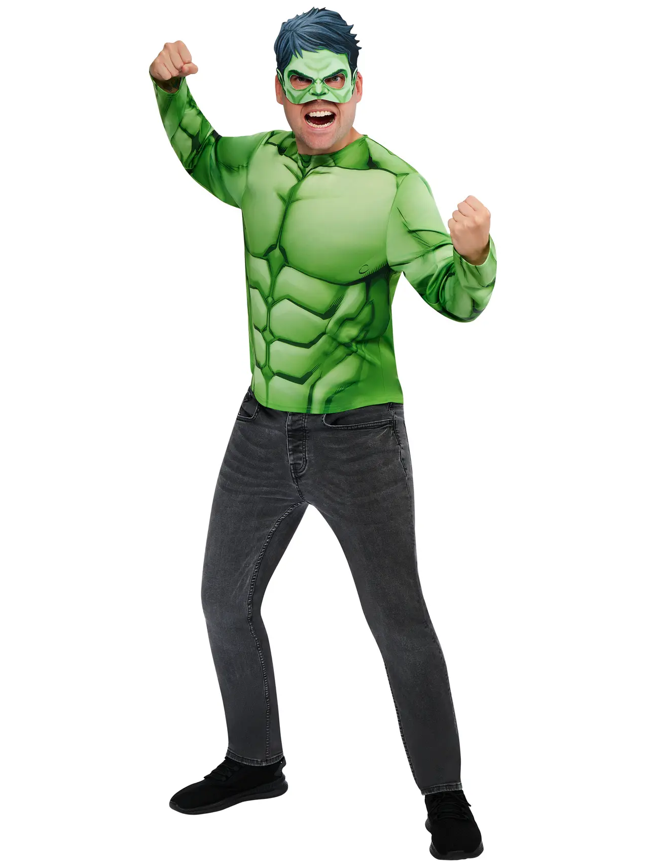 Hulk-top med halvmaske – kostume til herrer