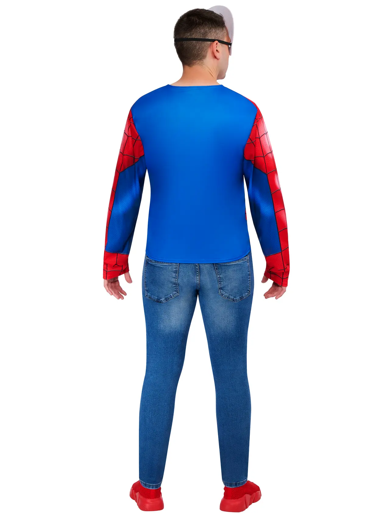 Spider-Man top og halvmaske – kostume til herrer