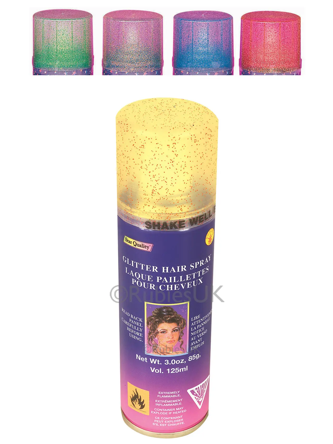 Flerfarvet glimmer-hårspray, 125 ml