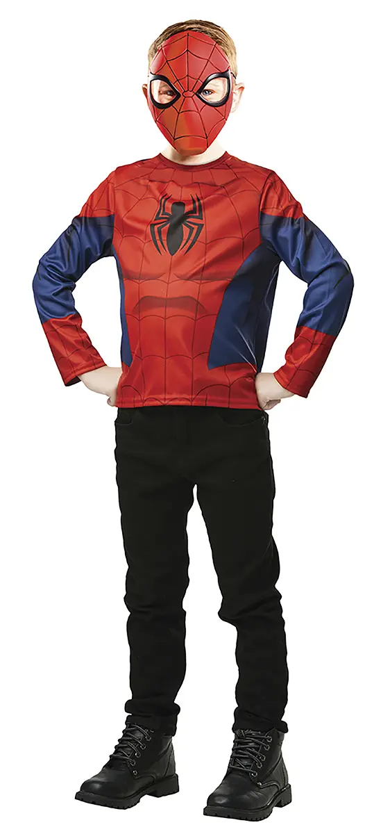 Spider-Man top og maske – kostume til børn