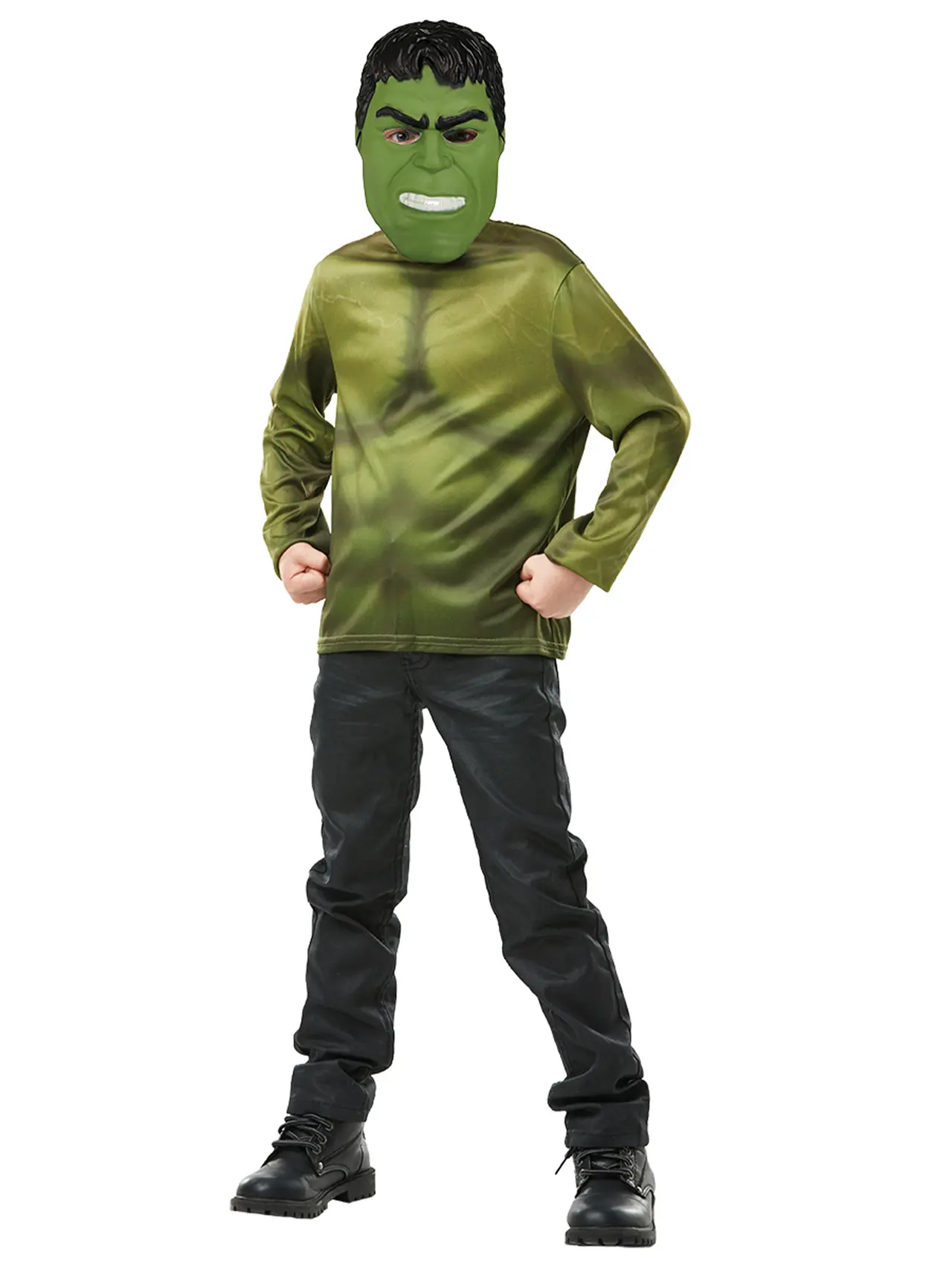 Hulk top og maske – kostume til børn