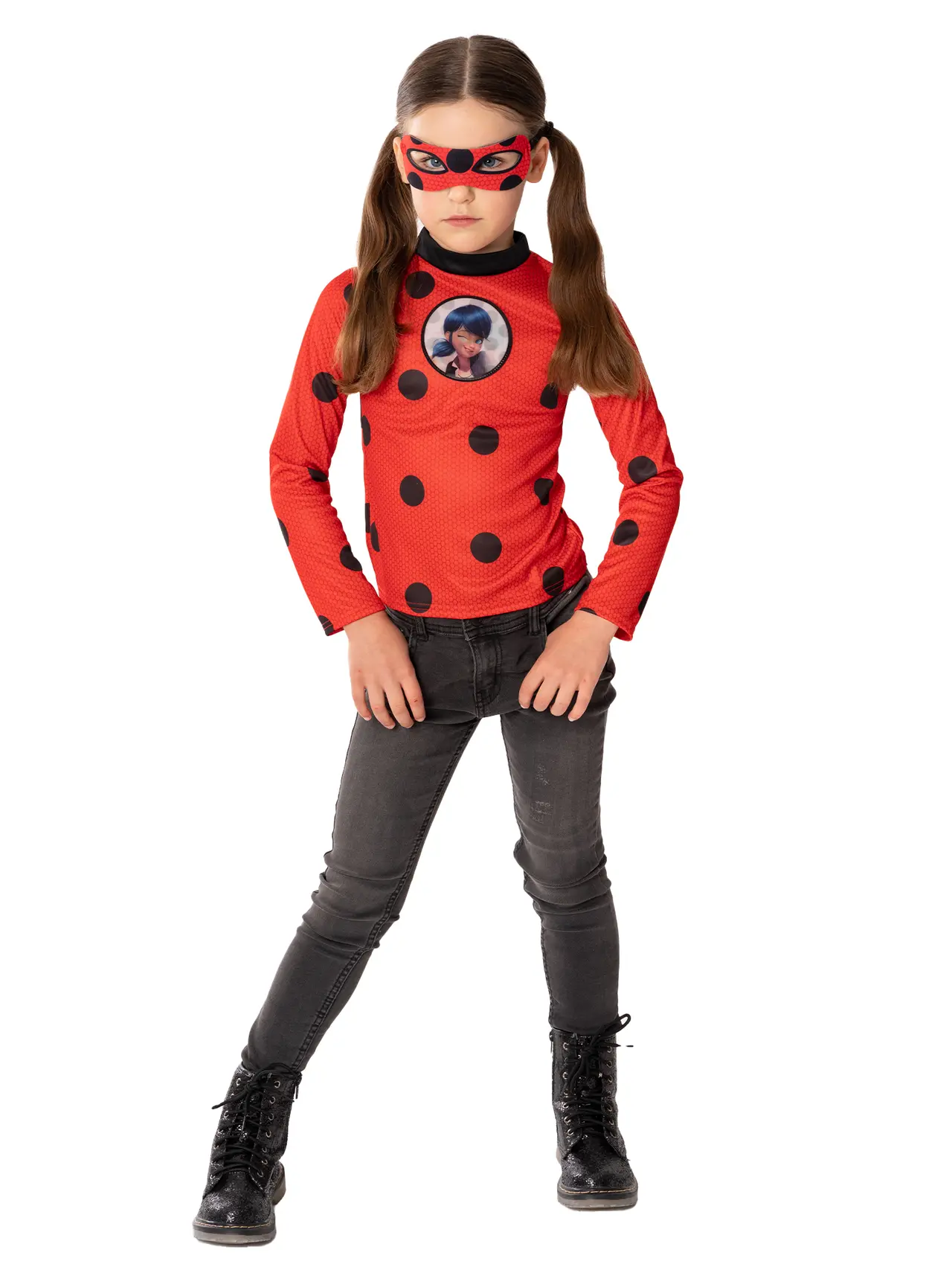 Miraculous Ladybug-top med maske – kostume til piger