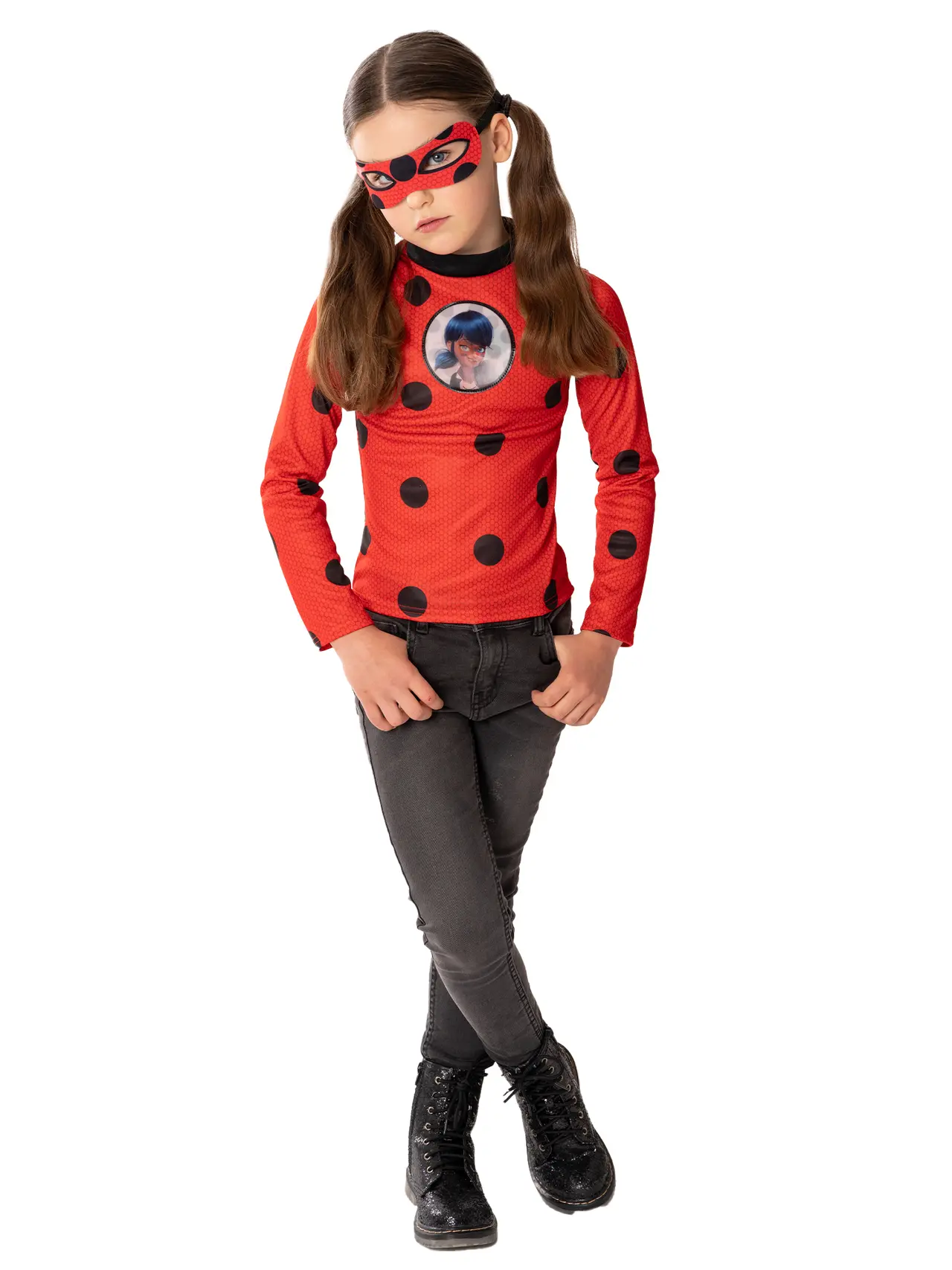 Miraculous Ladybug-top med maske – kostume til piger
