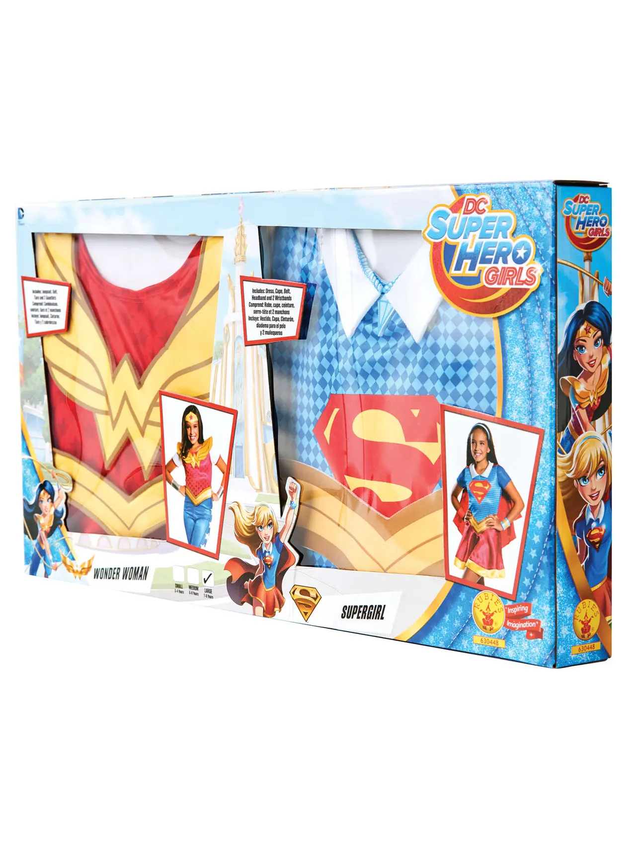 Supergirl og Wonder Woman dobbeltpakke – kostume til piger
