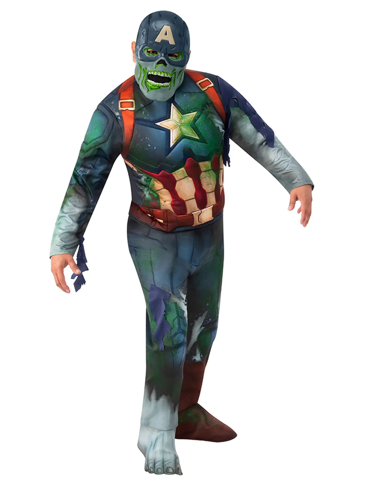 Zombie Captain America – kostume til herrer