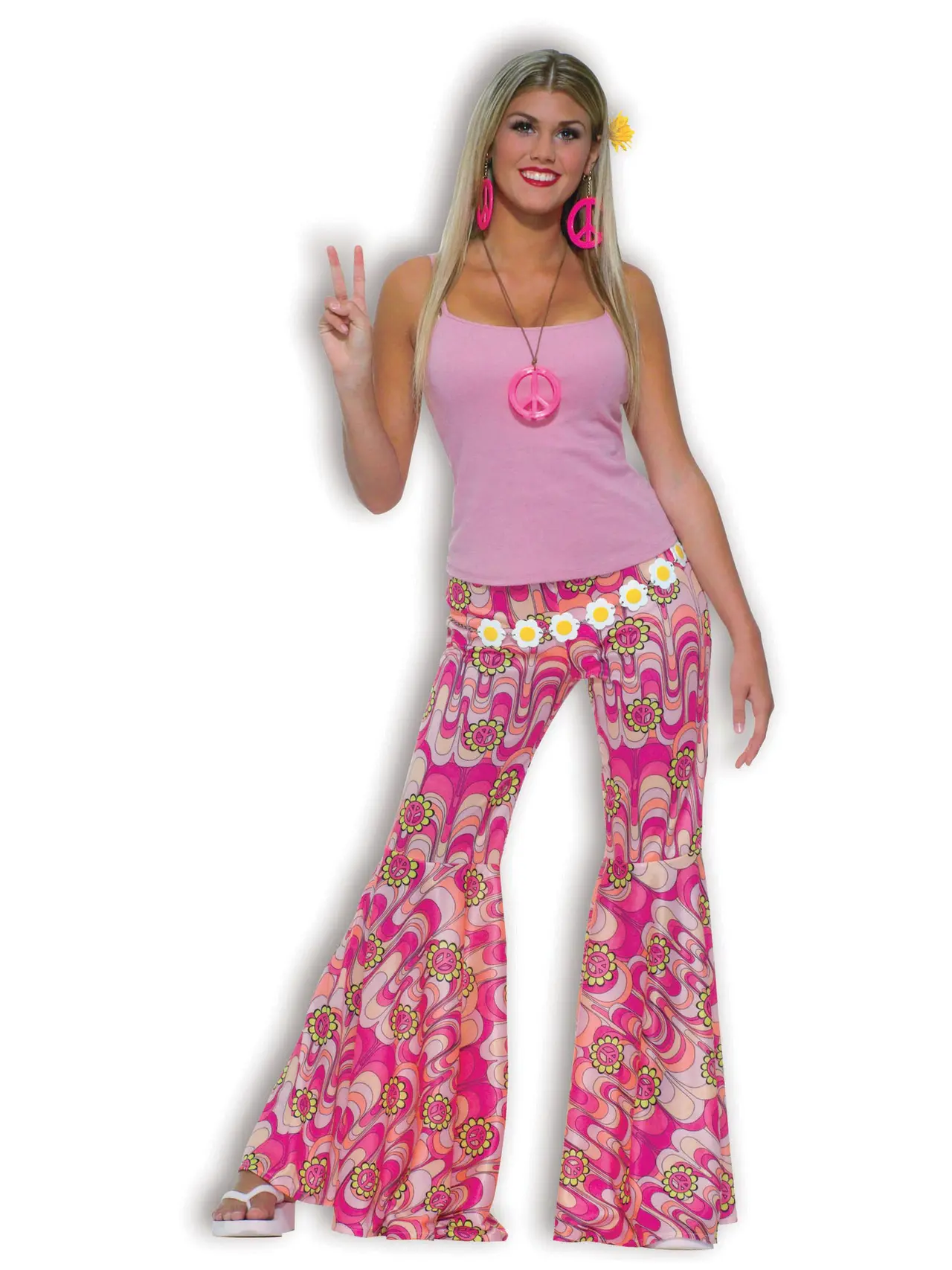 Flower power-bukser med svaj