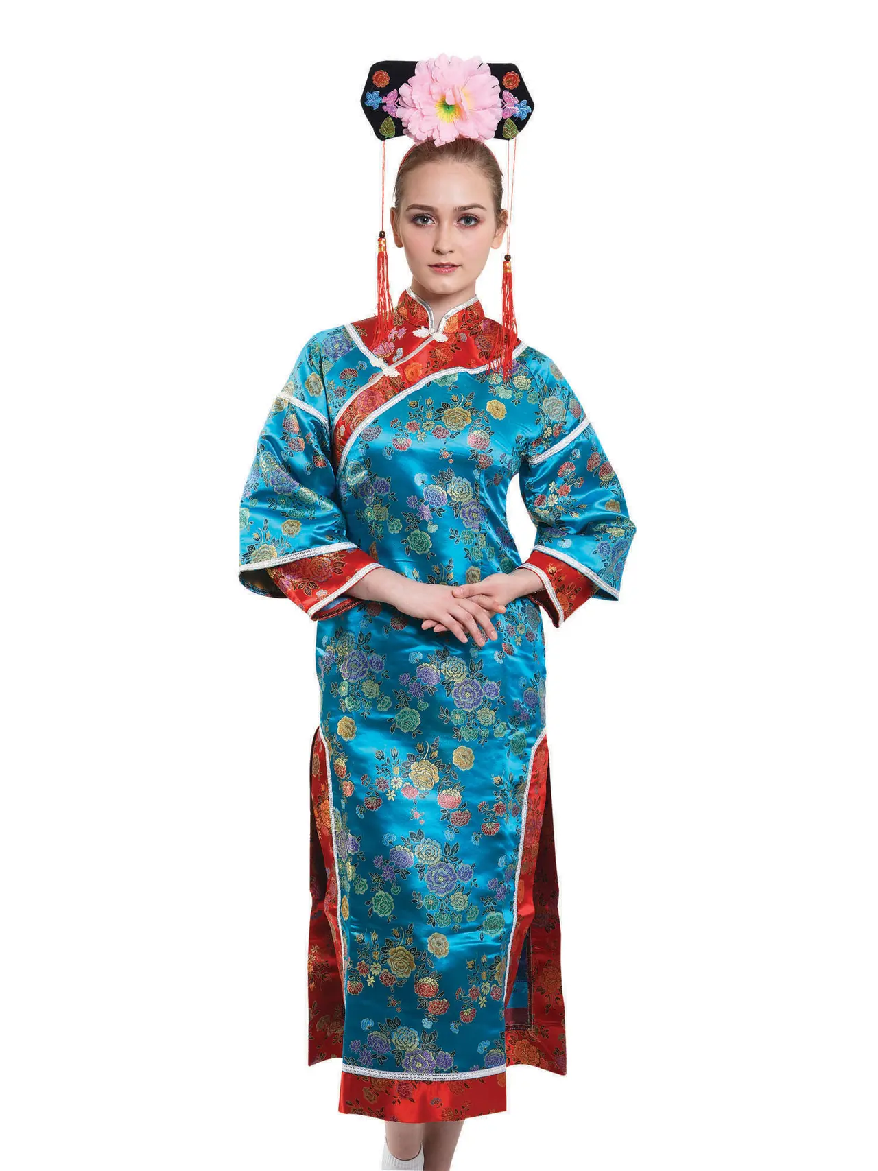 Geisha i turkis kimono – kostume til damer