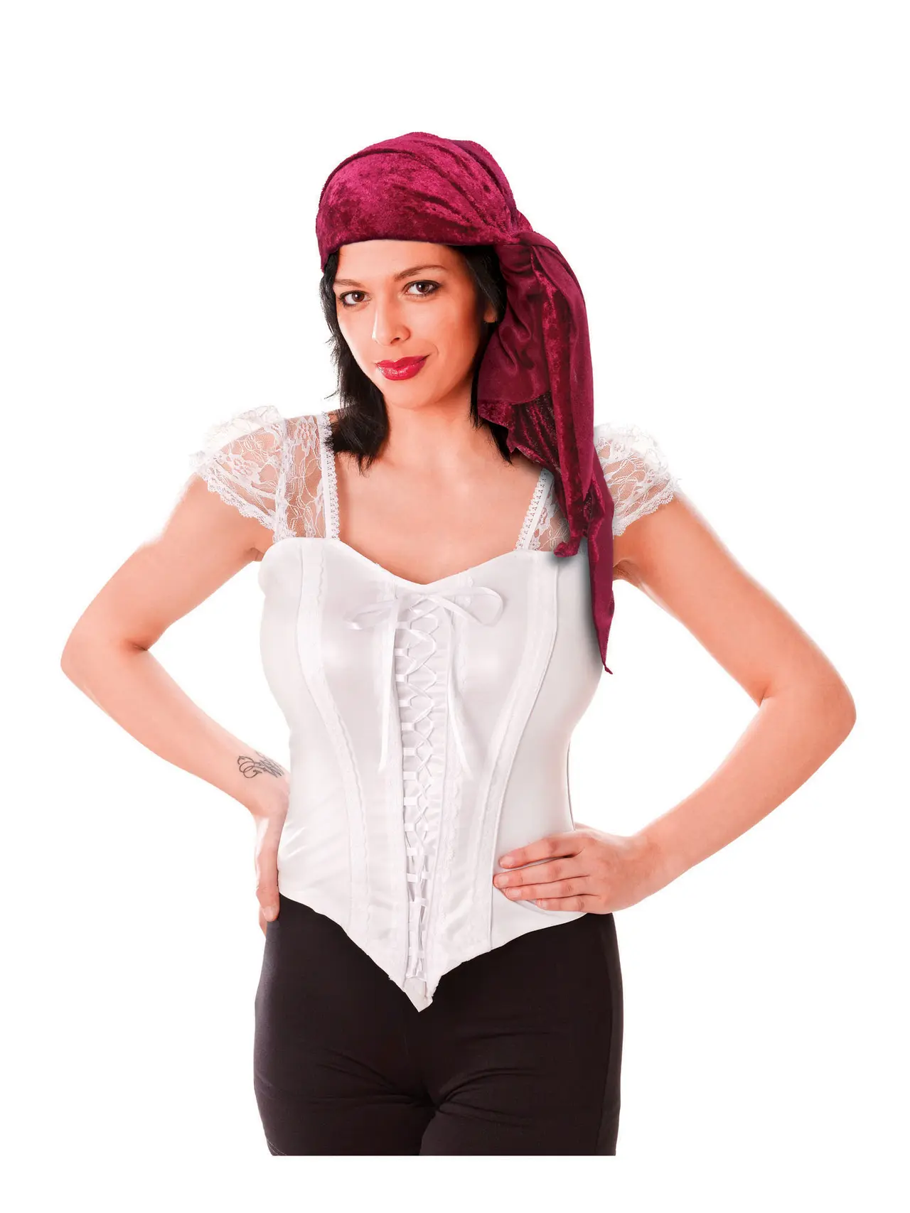 Piratbandana i bordeaux velour til damer