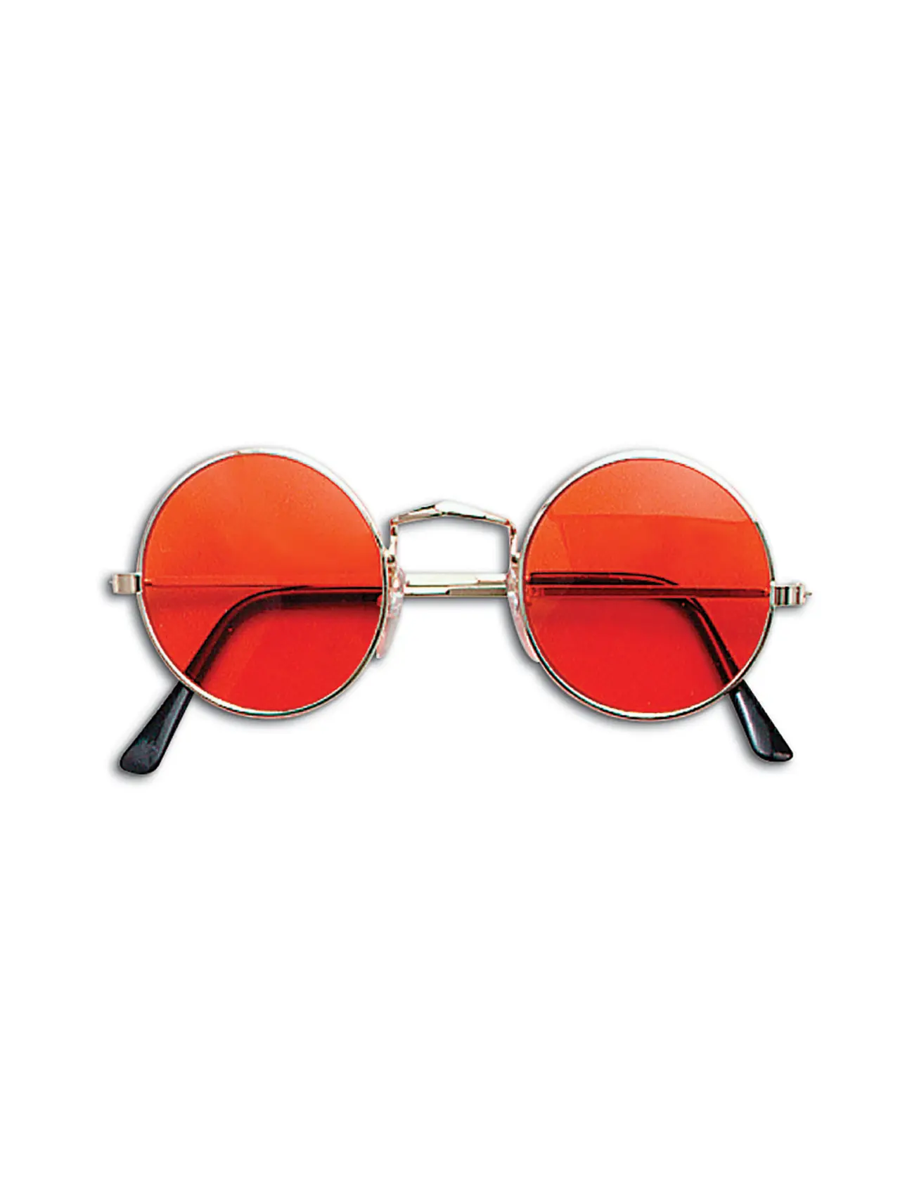 Runde 60'er-briller med orange glas og guldstel