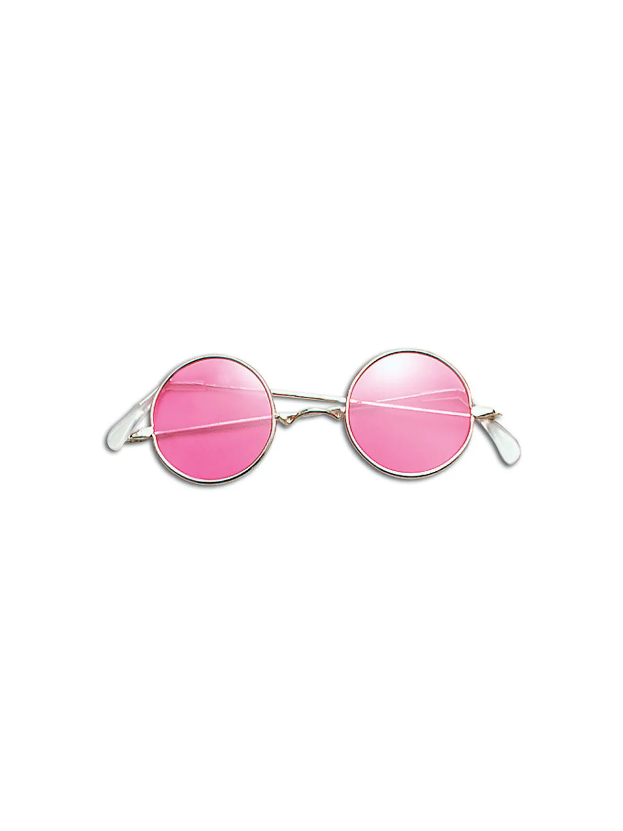 Runde 60'er-briller med pink glas og guldstel
