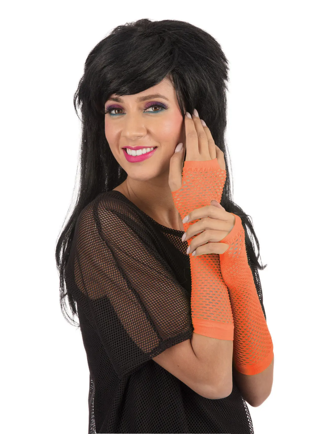 Orange fingerløse nethandsker