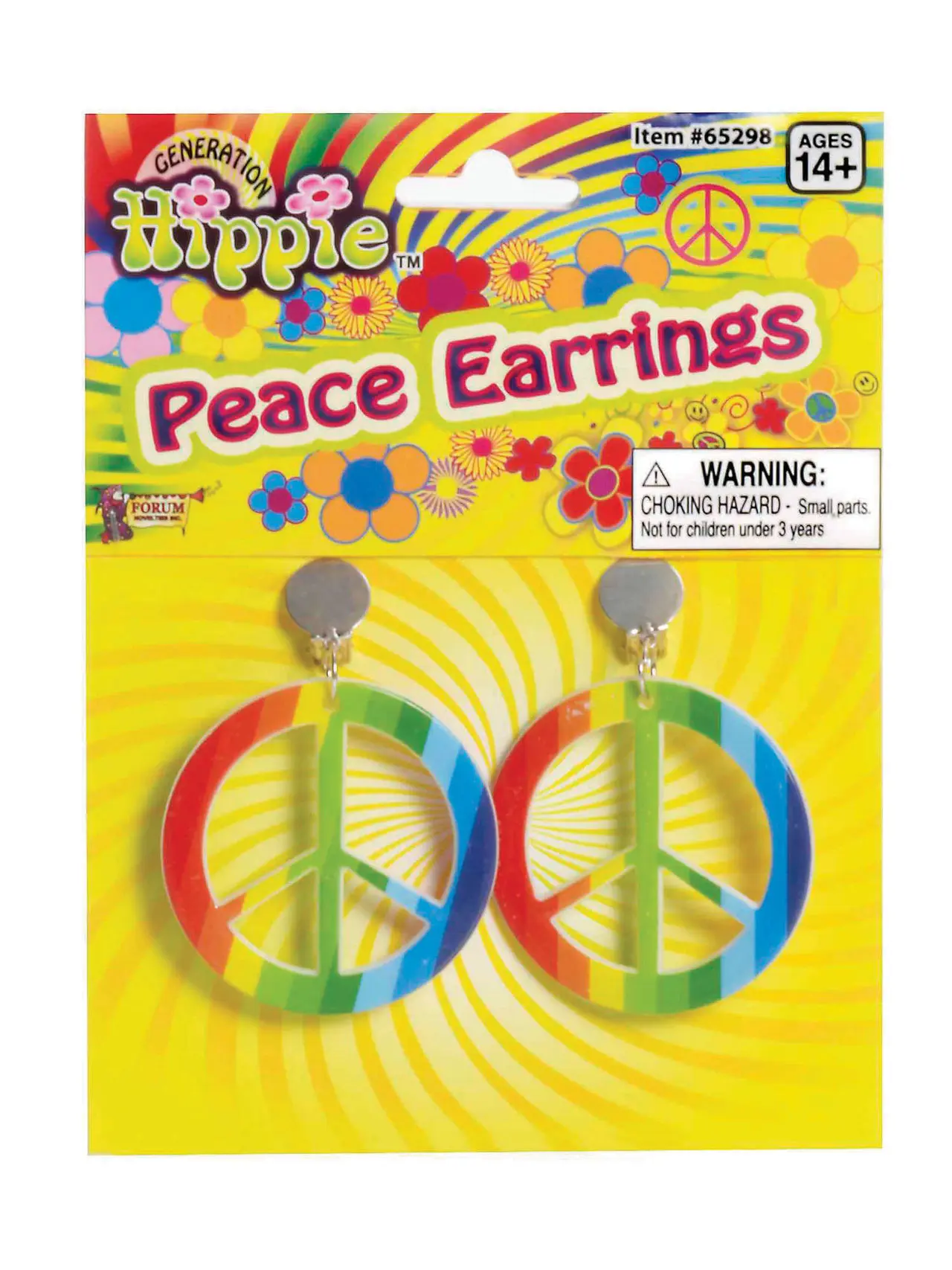 Hippieøreringe med regnbue-peacetegn