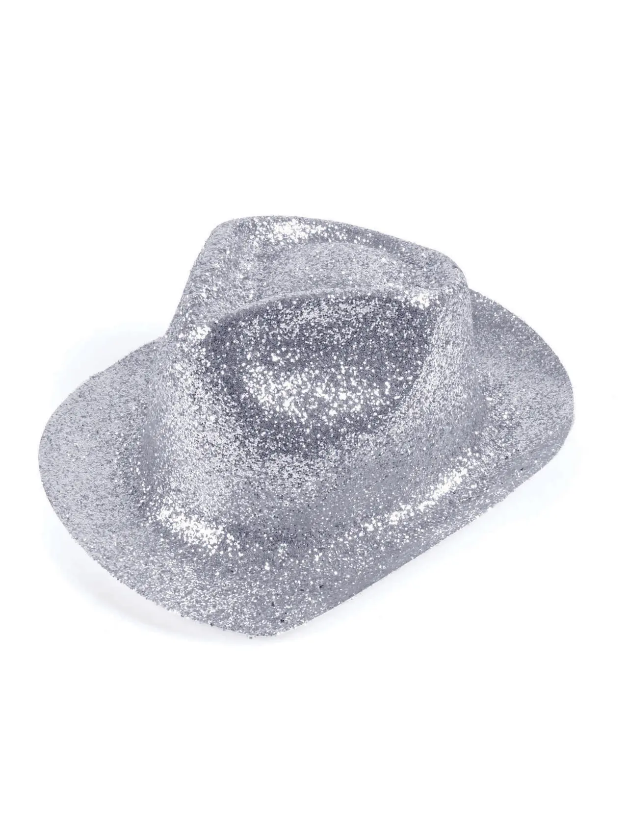 Sølvfarvet trilbyhat med glimmer