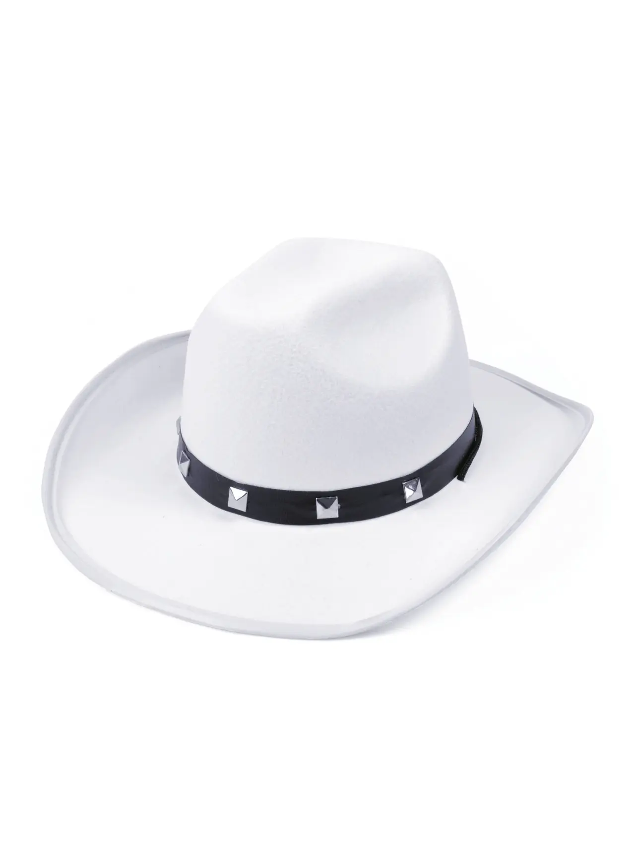 Hvid cowboyhat i filt med nitter