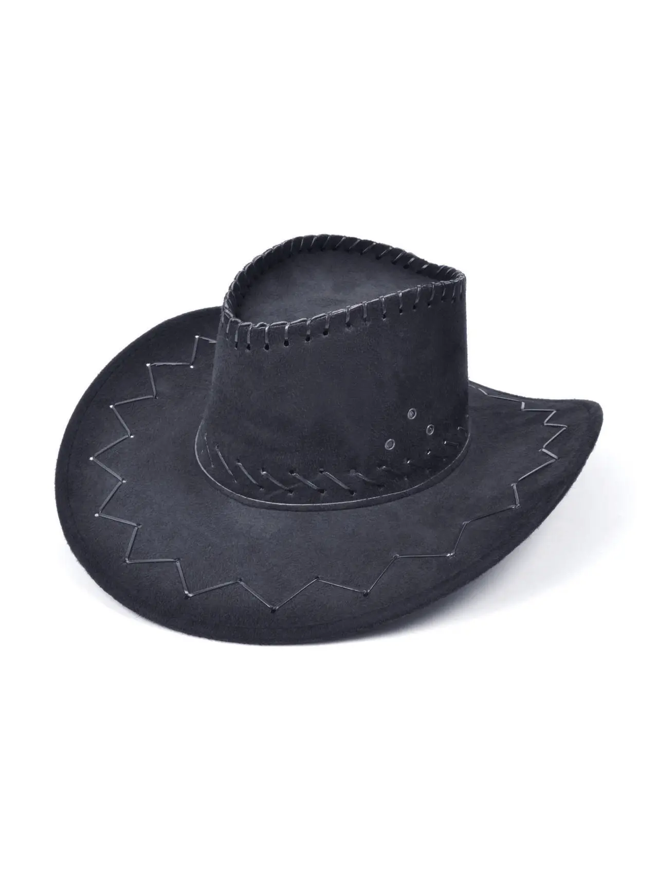 Sort cowboyhat med syninger