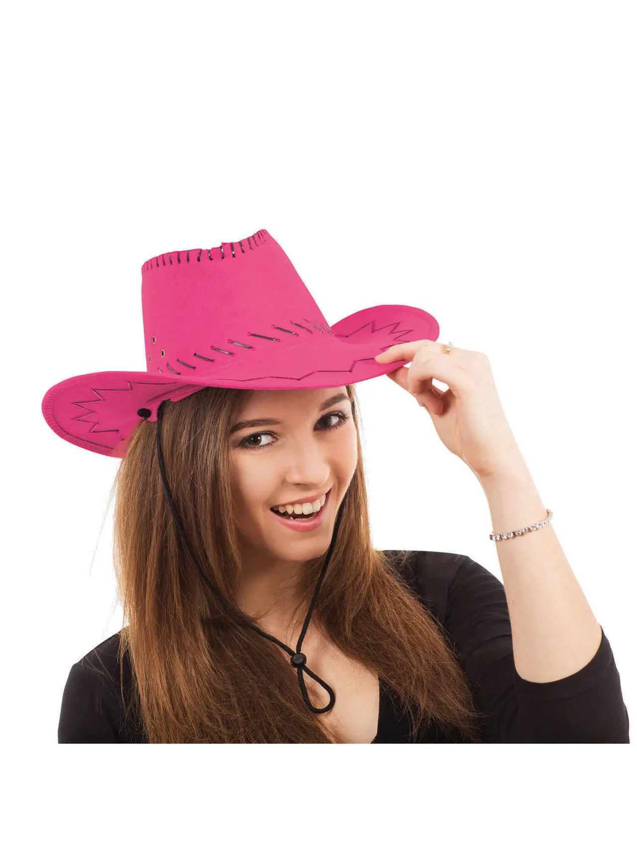 Pink cowboyhat med syninger