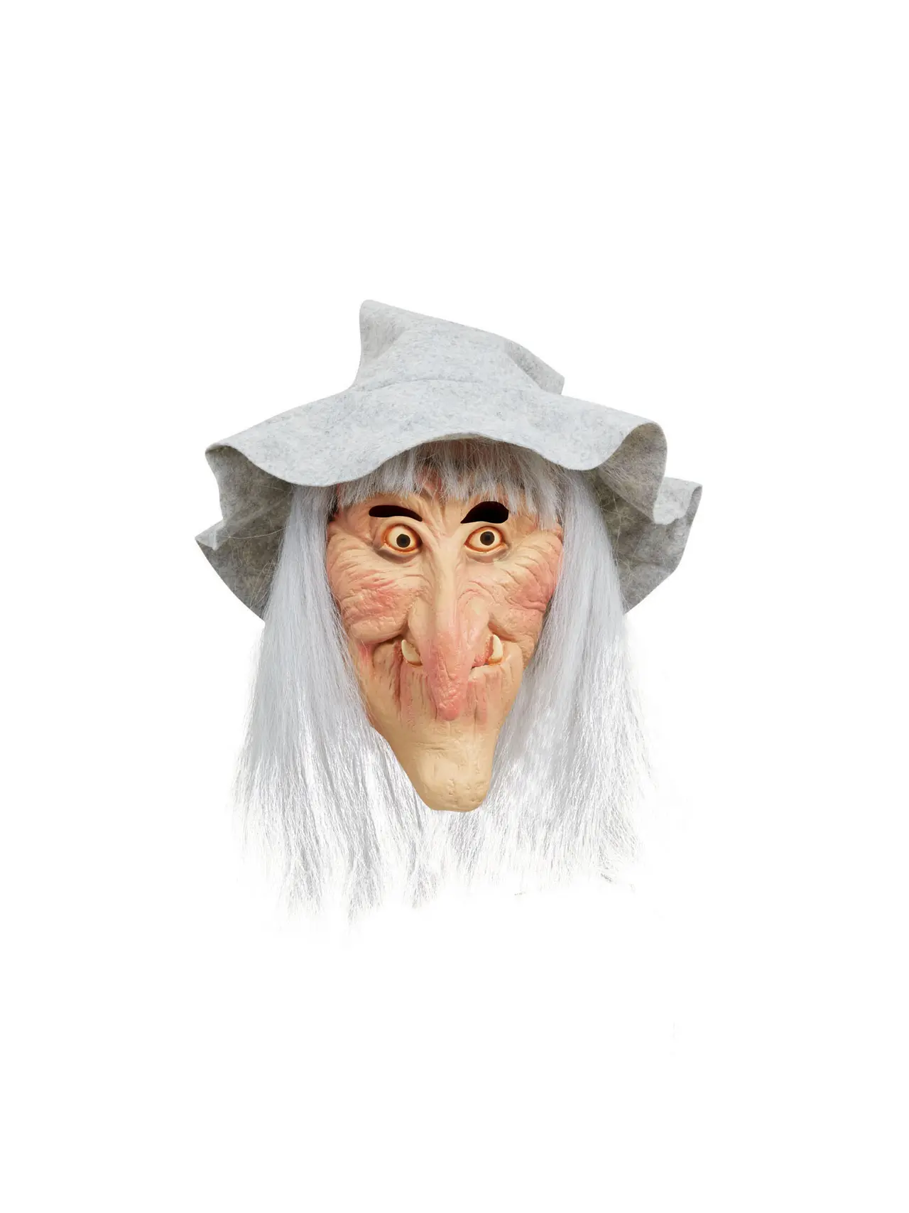 Heksemaske med grå hat og hår