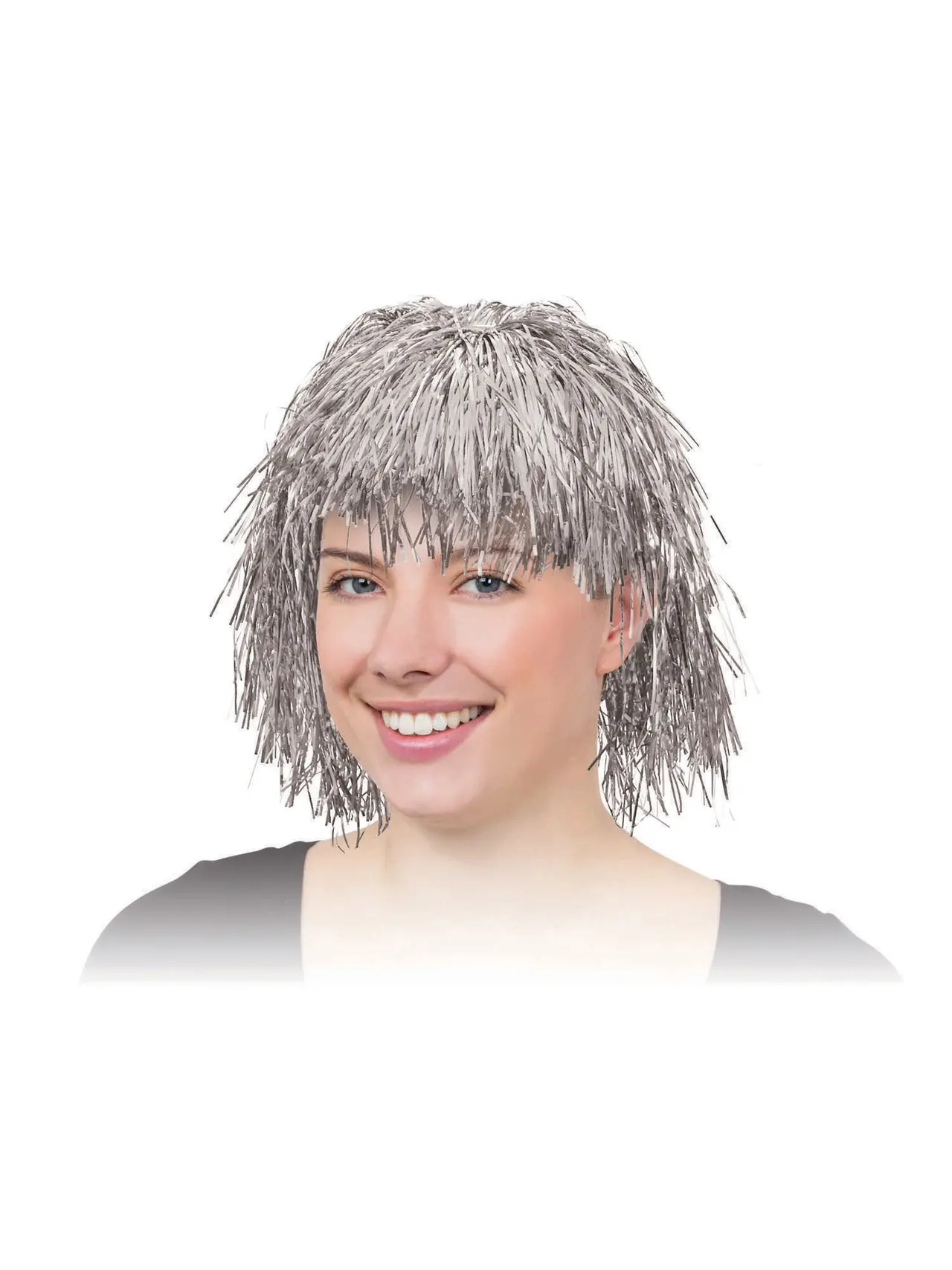 Sølvfarvet glitterparyk