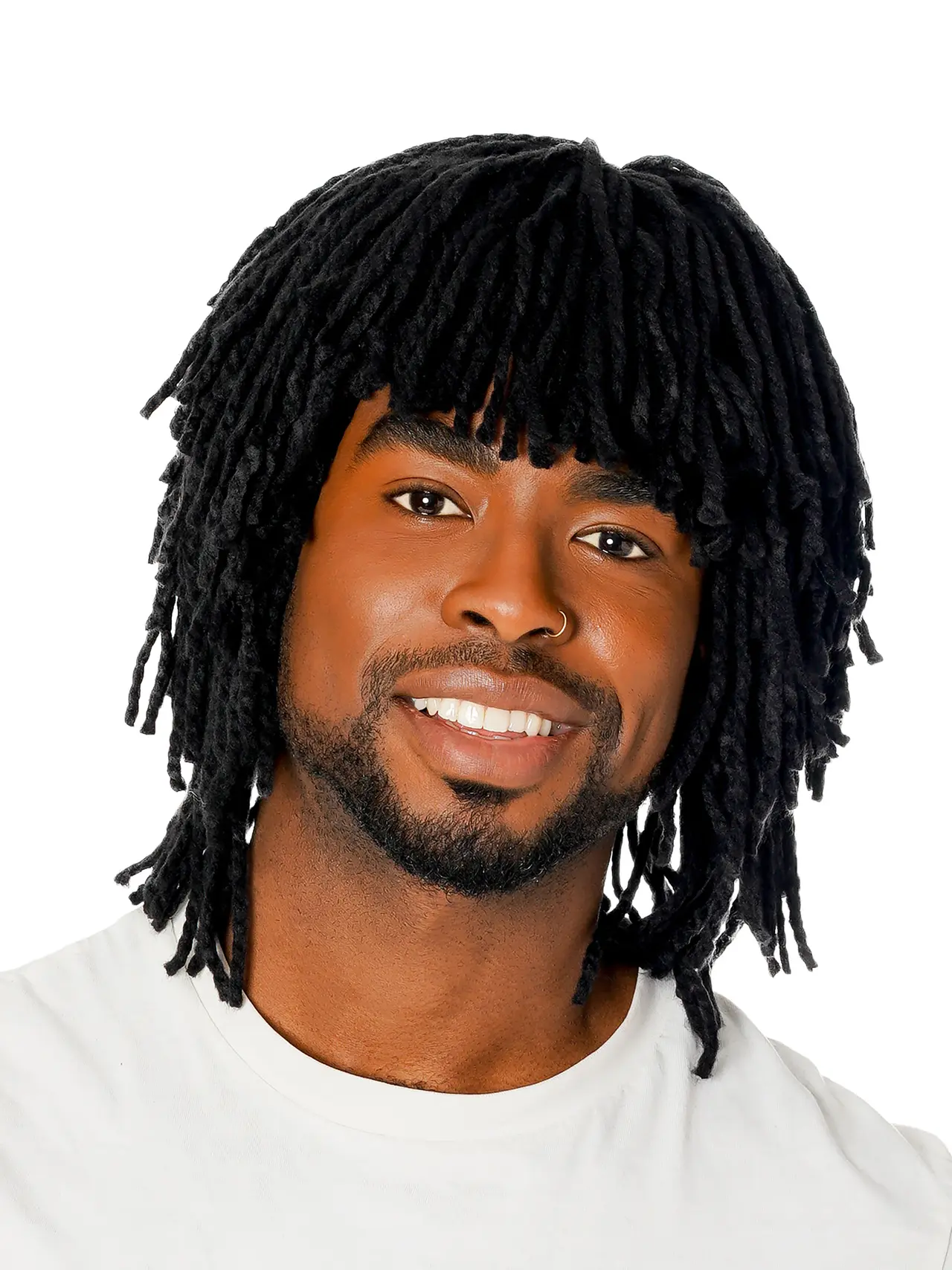 Rastaparyk med korte sorte dreadlocks