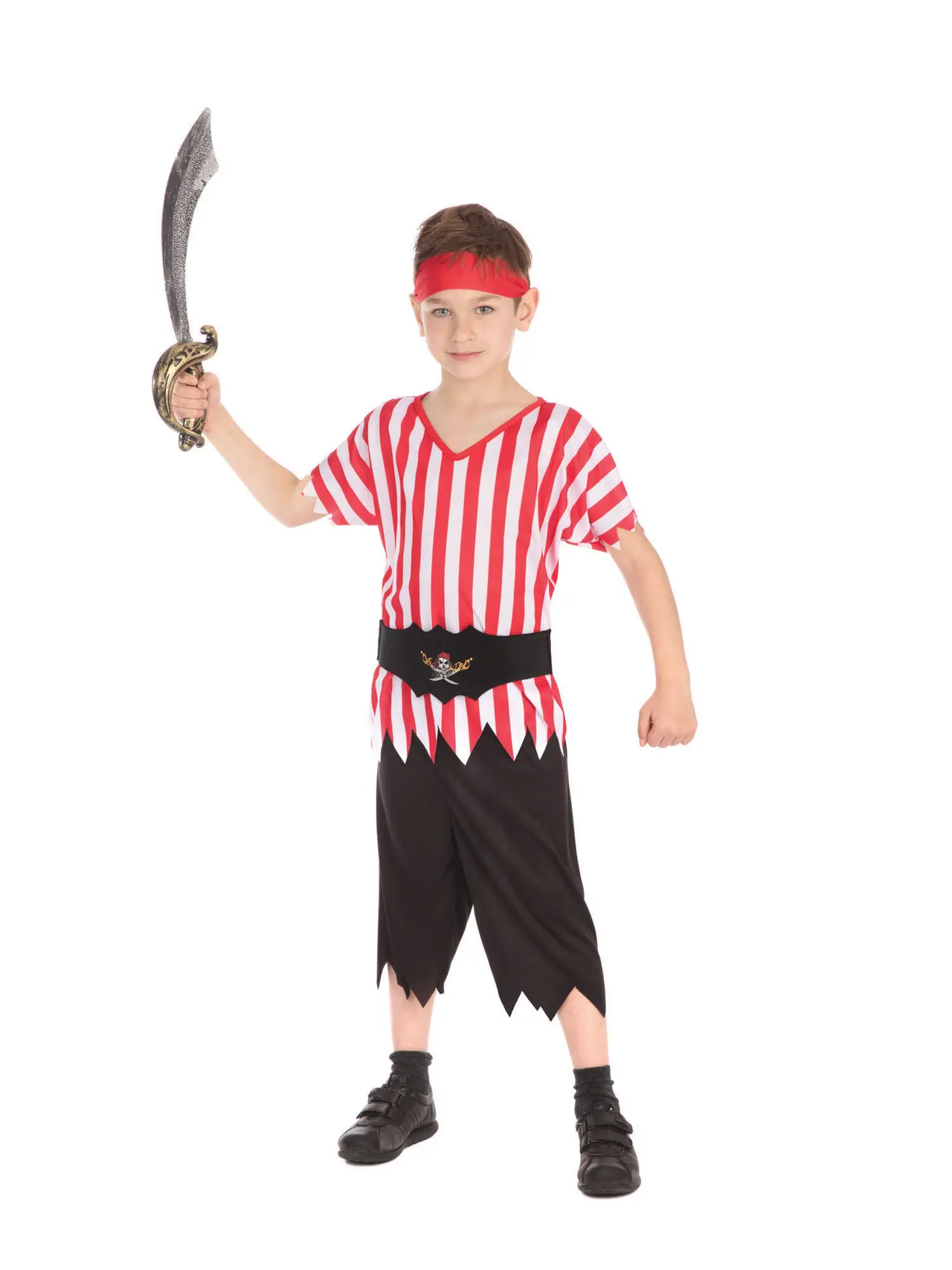 Stribet piratdreng – kostume til drenge, 3-4 år