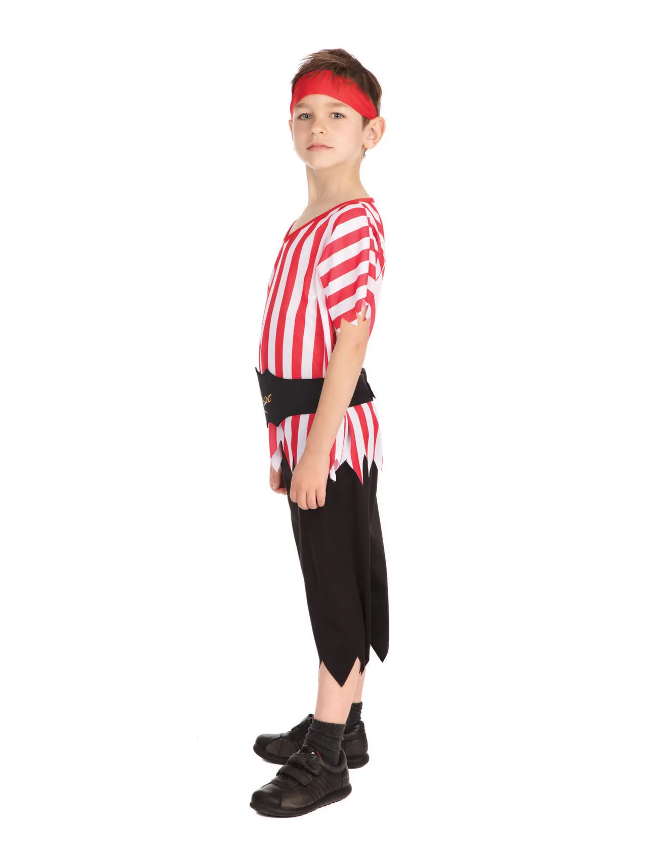 Stribet piratdreng – kostume til drenge, 5-6 år