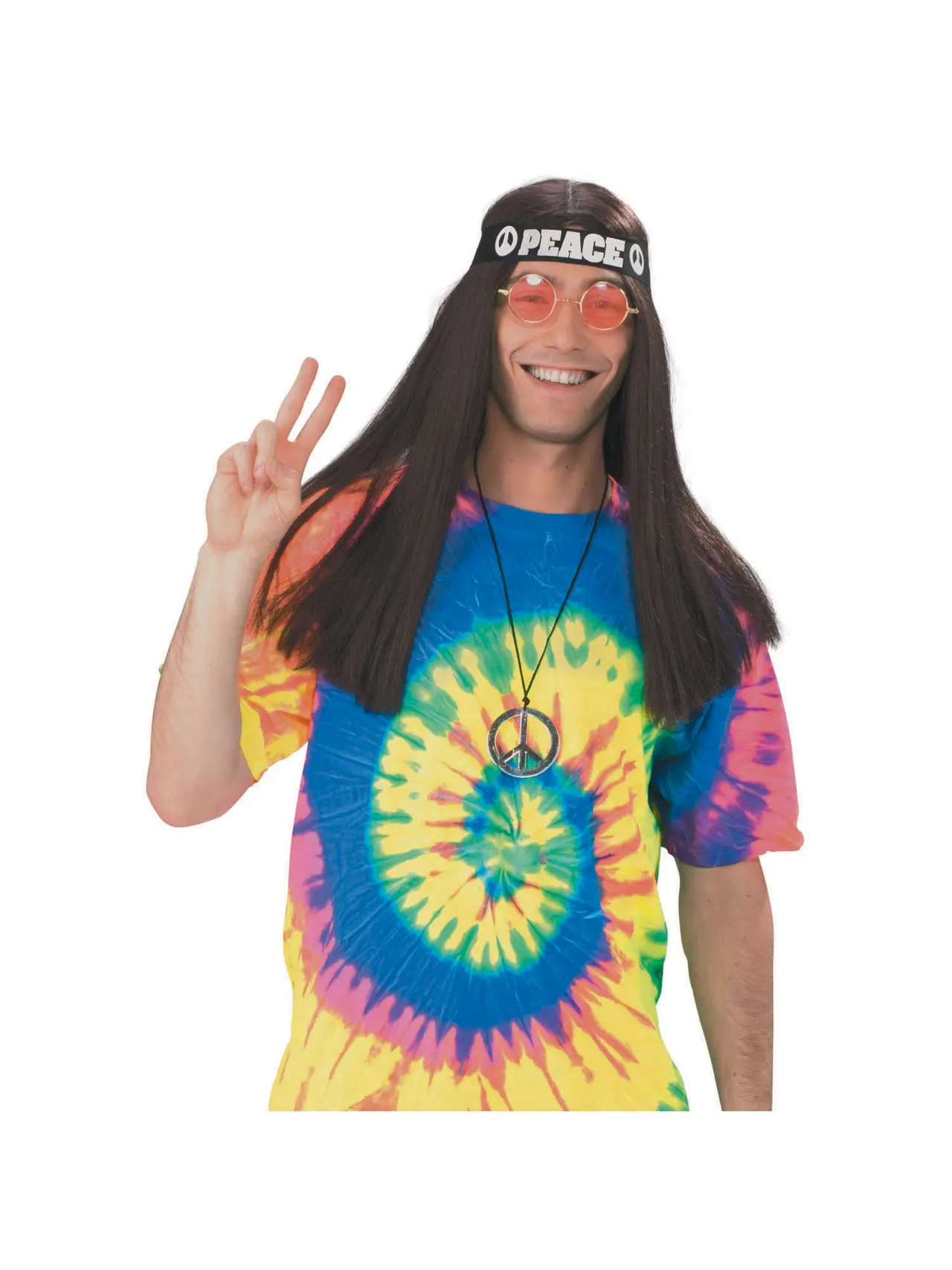 Hippiesæt med pandebånd, halskæde og briller