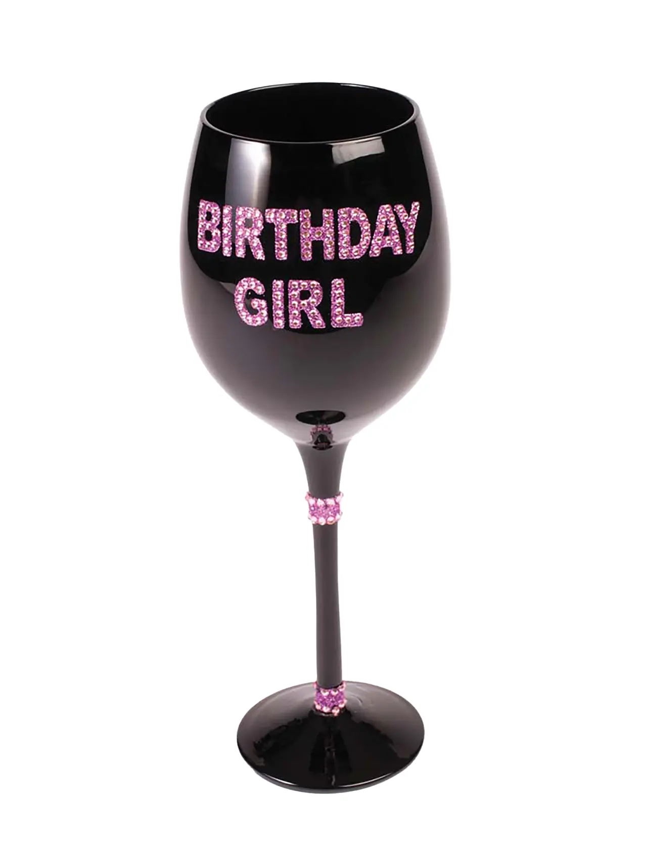 Vinglas med Birthday Girl-tekst