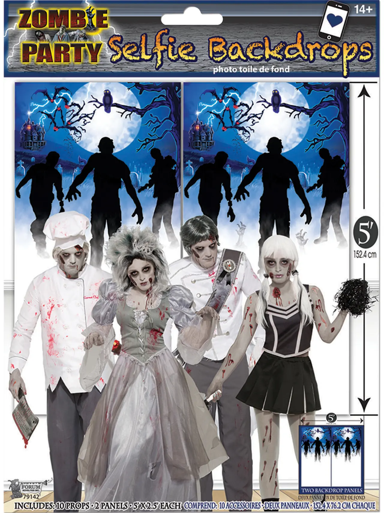 Zombie-fotobaggrund med rekvisitter