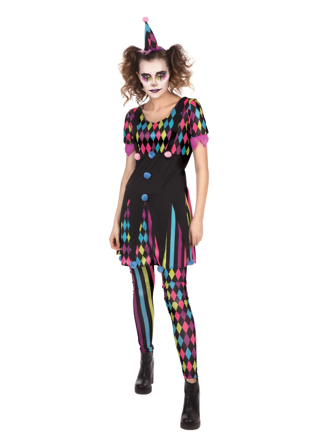 Farverig harlekin – kostume til damer