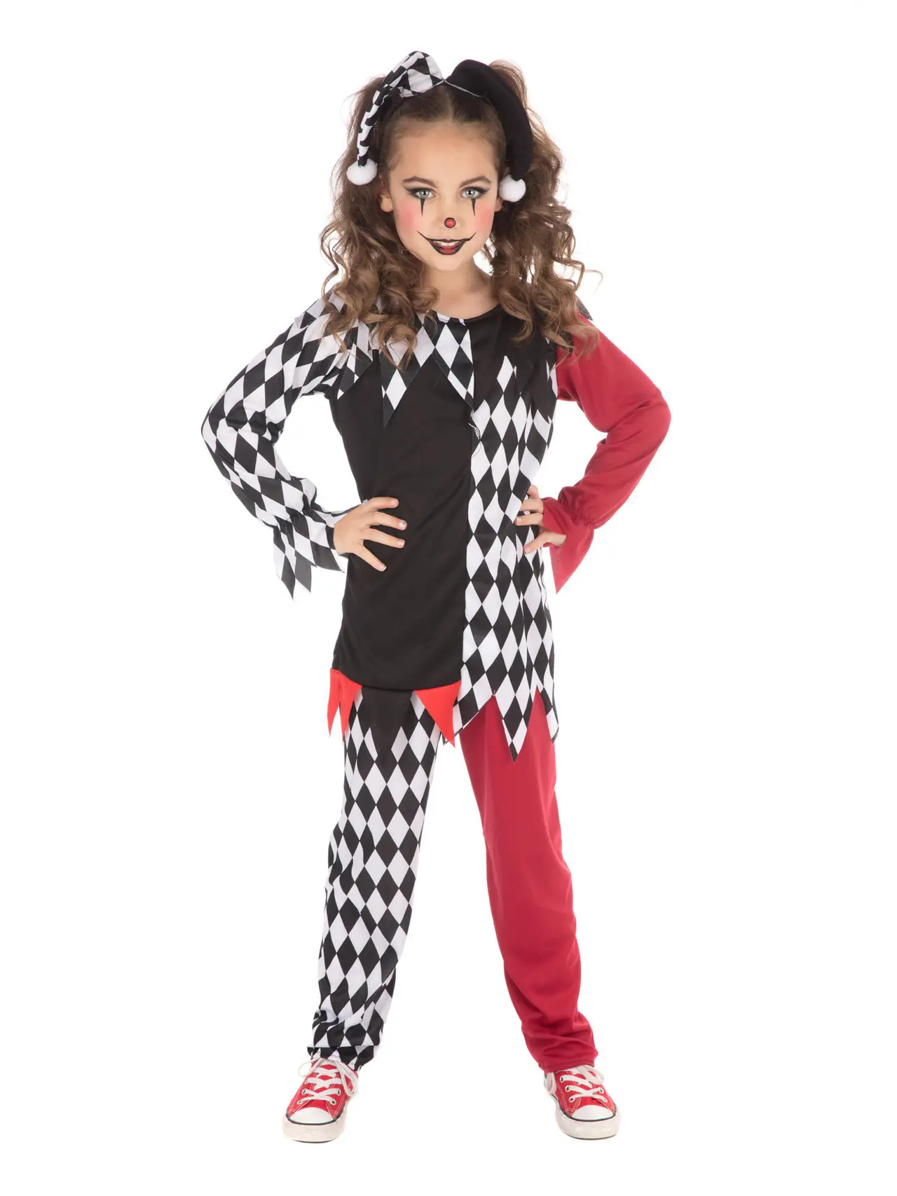 Uhyggelig harlekin – kostume til piger, XL