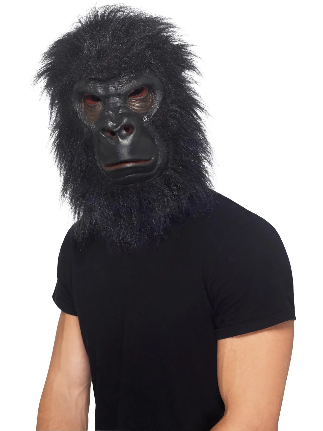 Gorillamaske i latex med hår