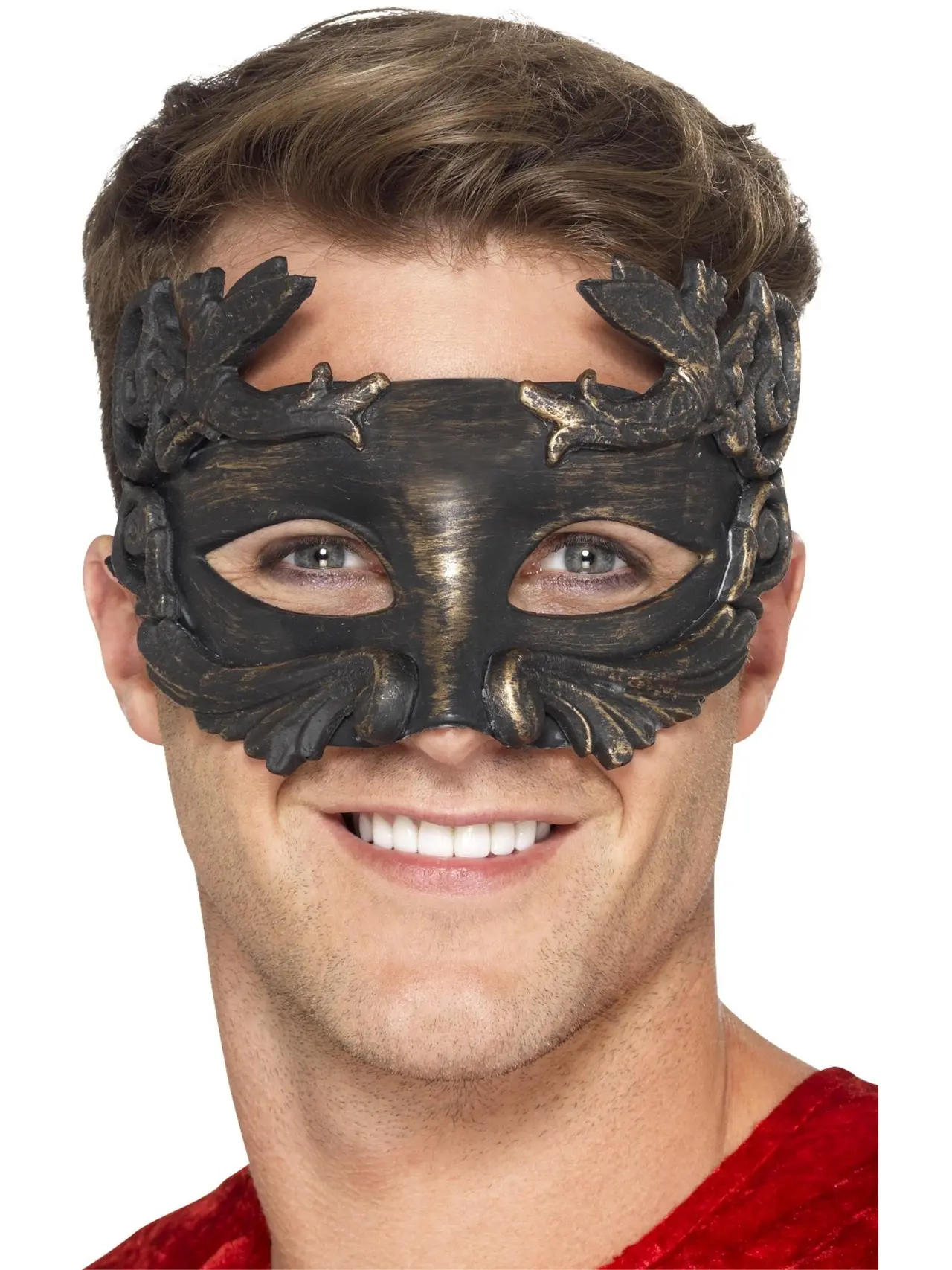 Metallisk maskerademaske – krigergud, sort