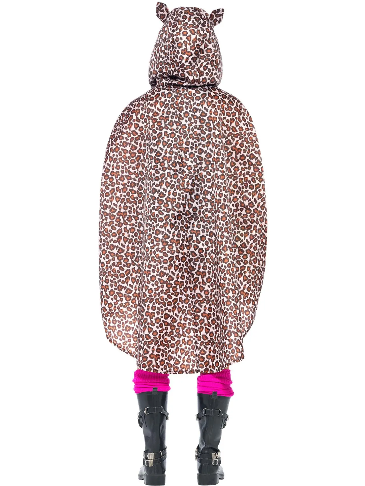 Festponcho med leopardprint og ører