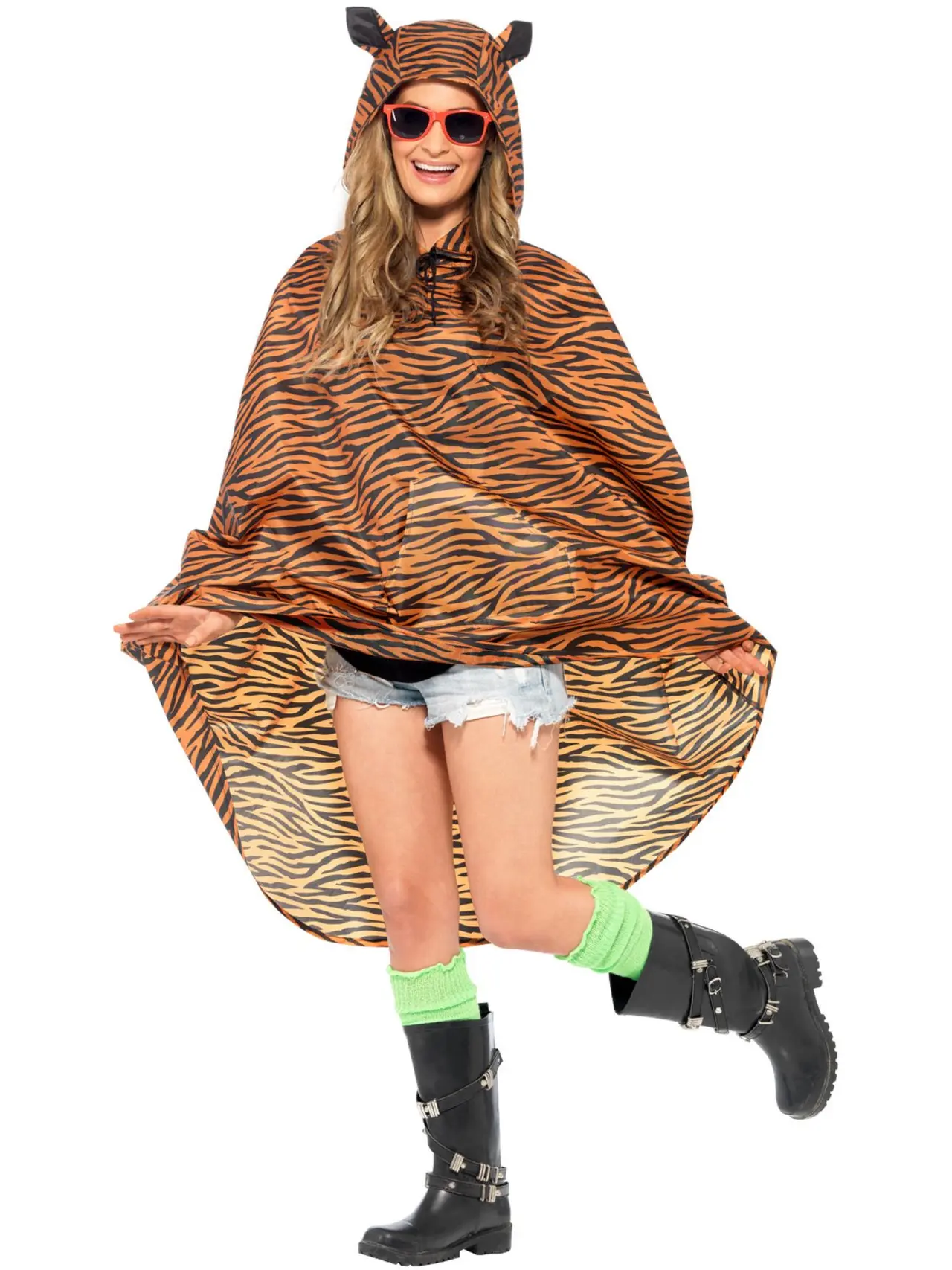 Festponcho med tigerprint og ører