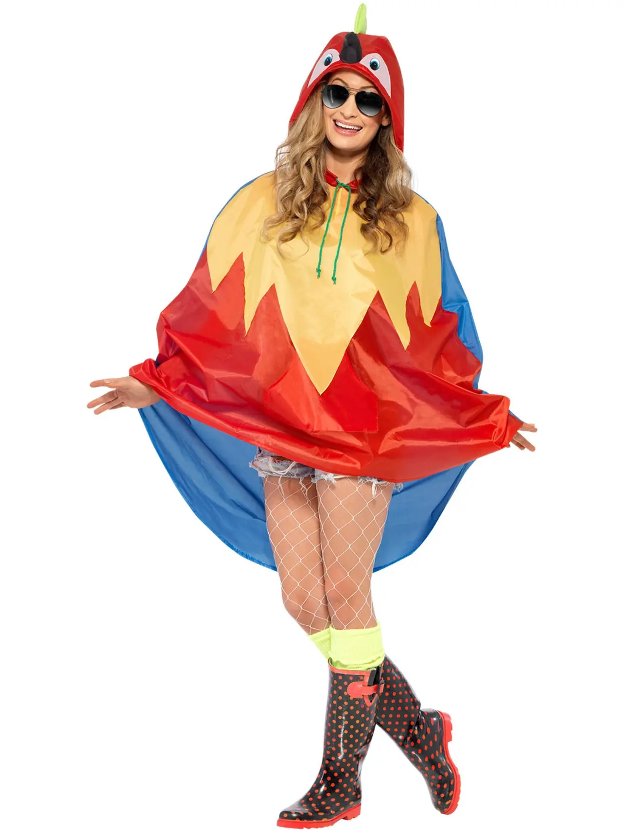 Papegøje-festponcho med pose
