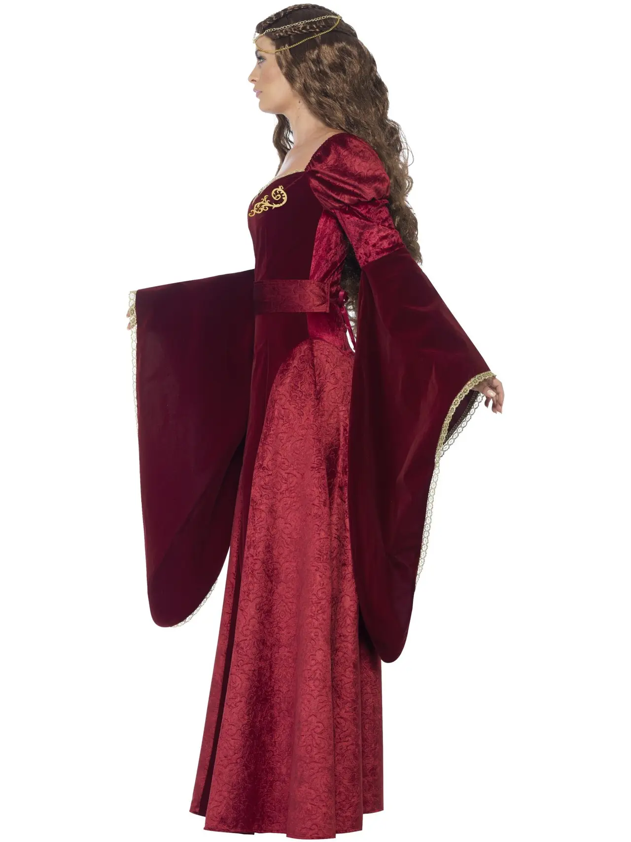 Middelalderdronning deluxe, rød – kostume til damer