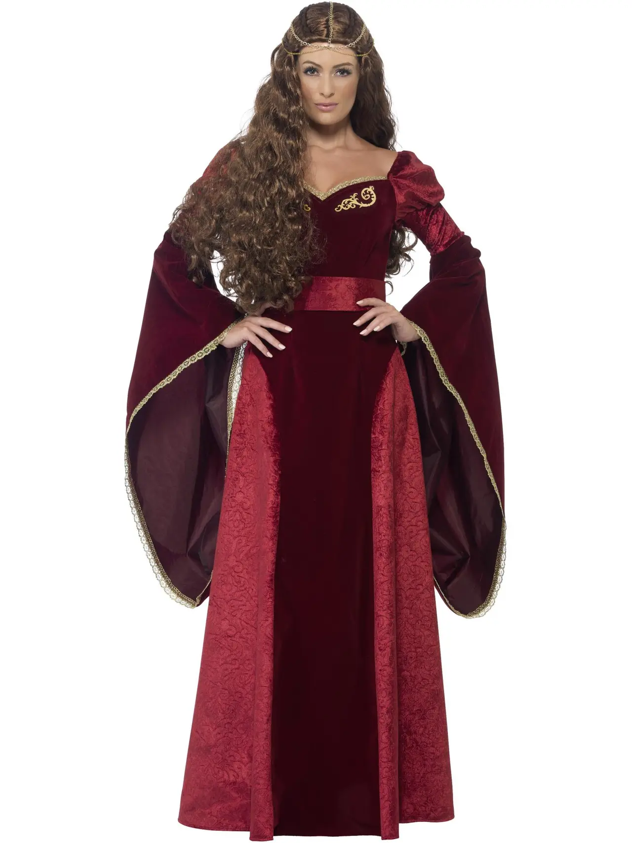 Middelalderdronning deluxe, rød – kostume til damer