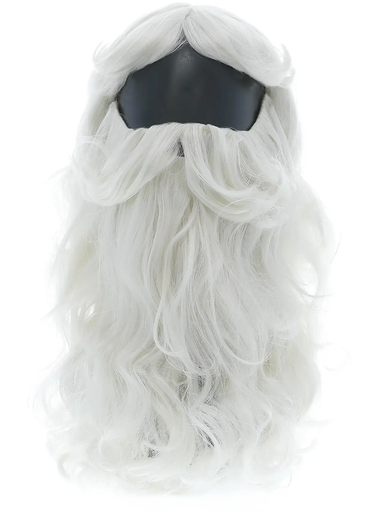 Hvid julemandsparyk og skæg deluxe, 38 cm