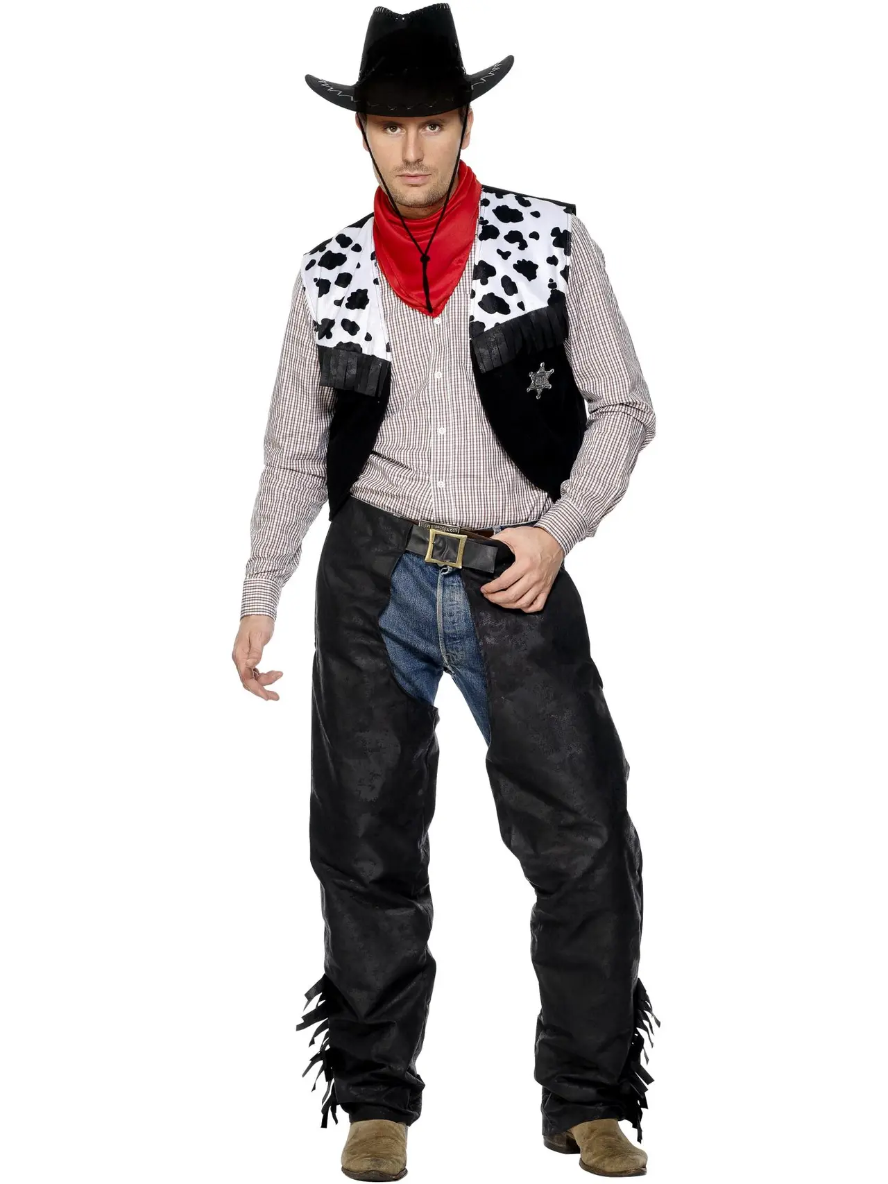 Sort cowboykostume med chaps – kostume til herrer