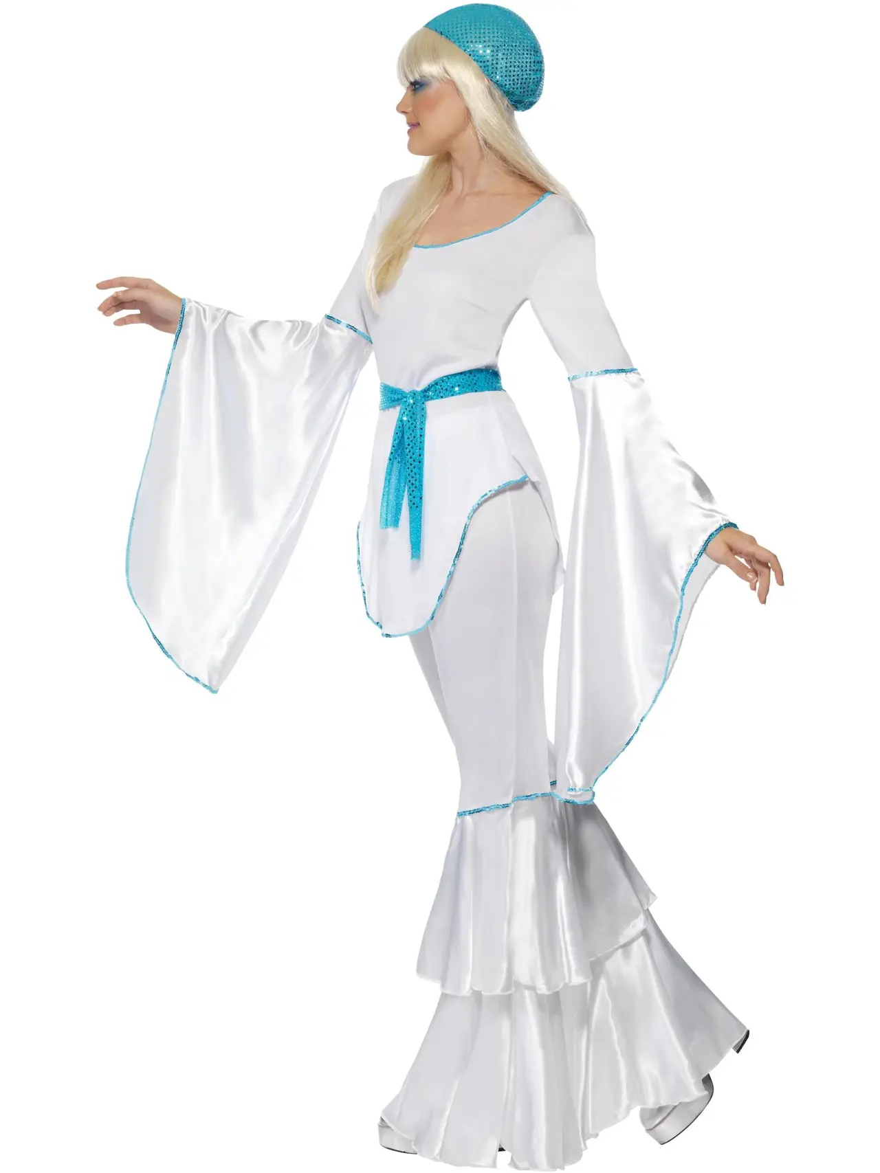 Hvidt 70'er-popstjernekostume – kostume til damer