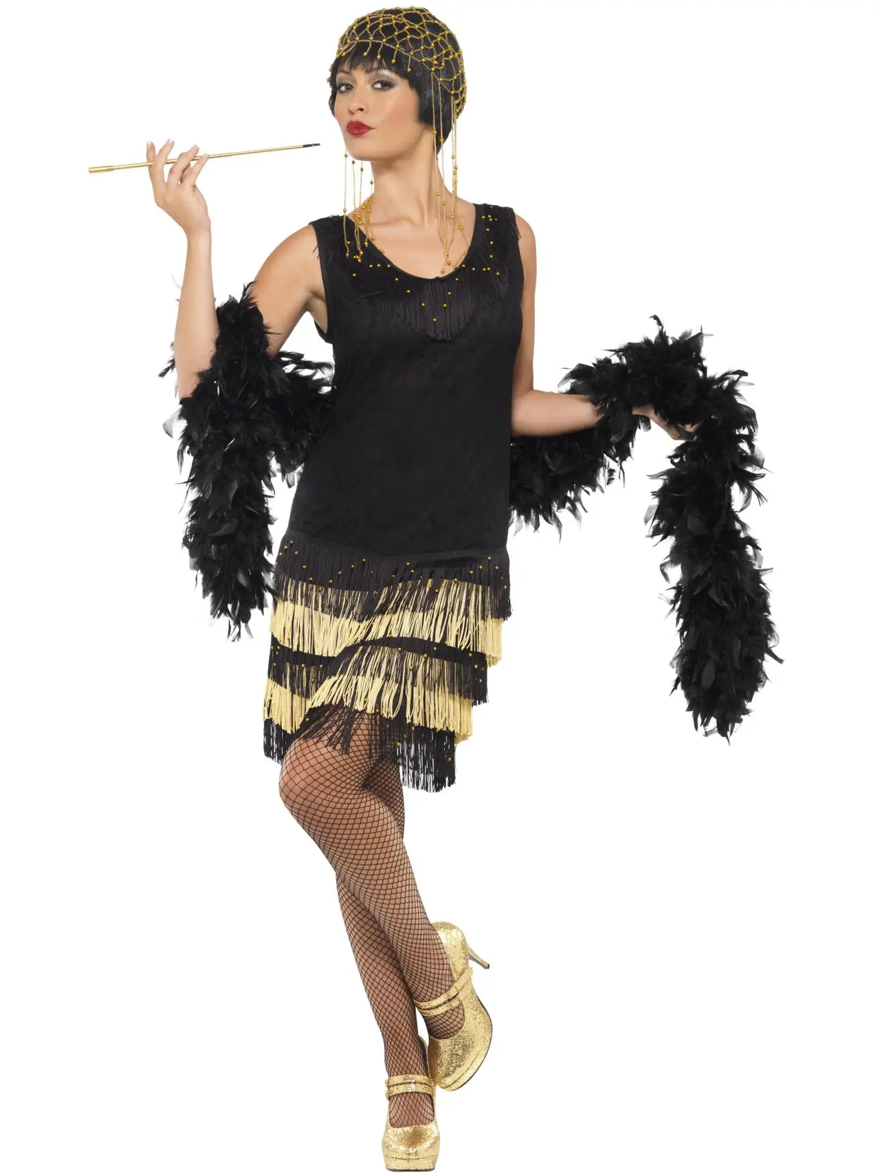 Sort flapper med frynser – kostume til damer