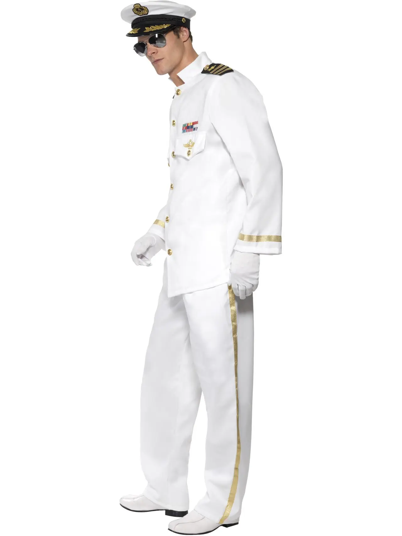 Kaptajn deluxe i hvid uniform – kostume til herrer