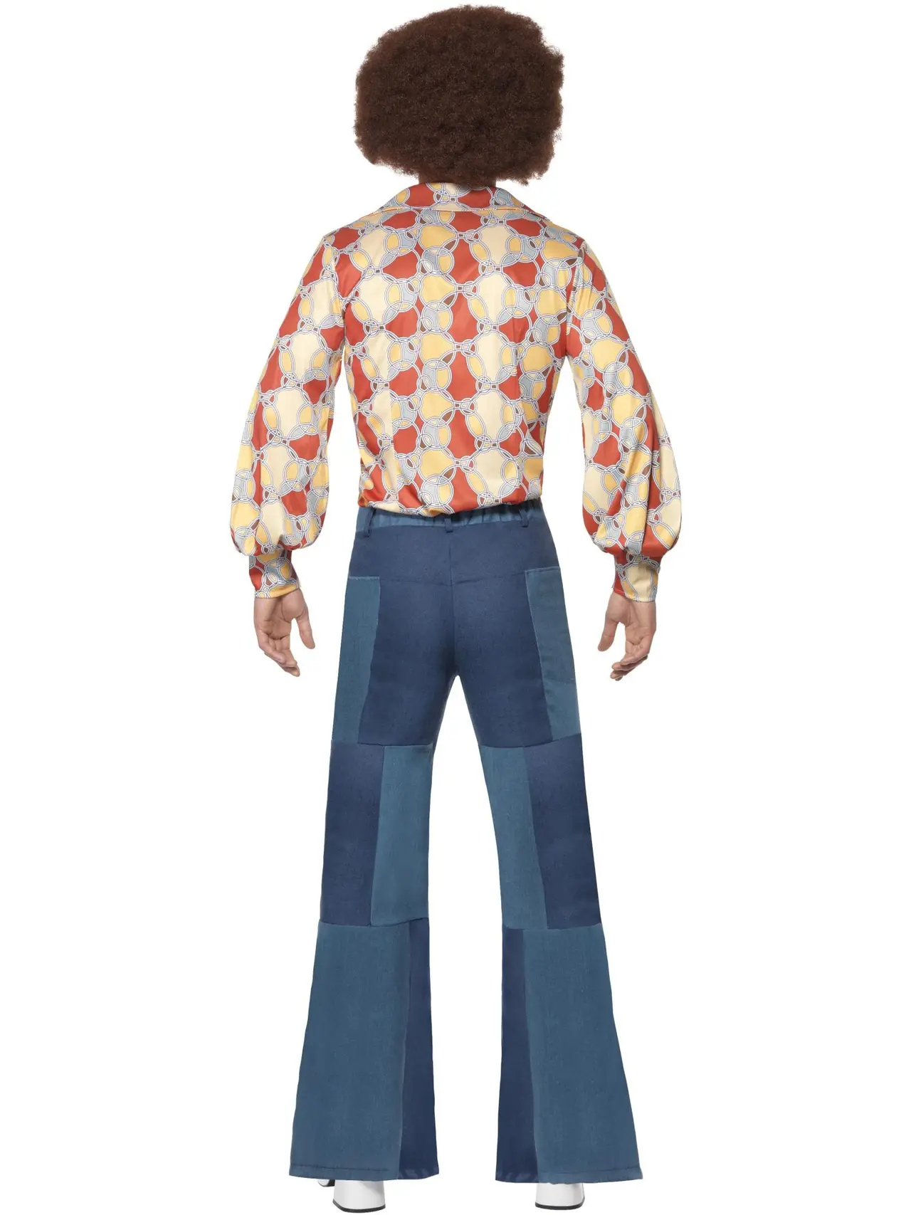 Udsvajede 70'er-bukser i patchwork-denim til herrer