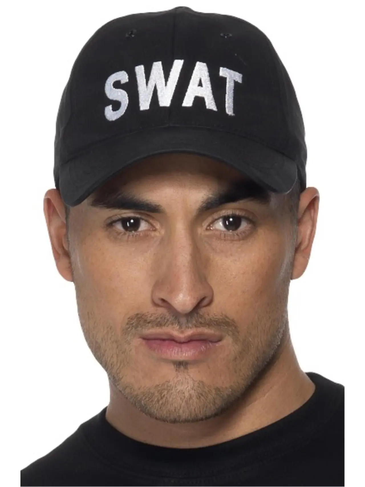 Sort SWAT-kasket med broderi