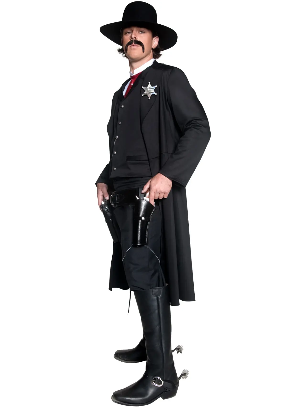 Westernsherif deluxe, sort – kostume til herrer