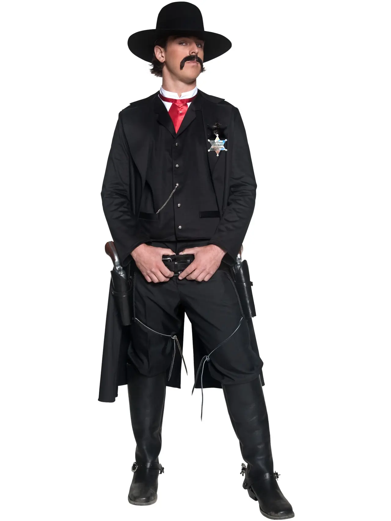 Westernsherif deluxe, sort – kostume til herrer