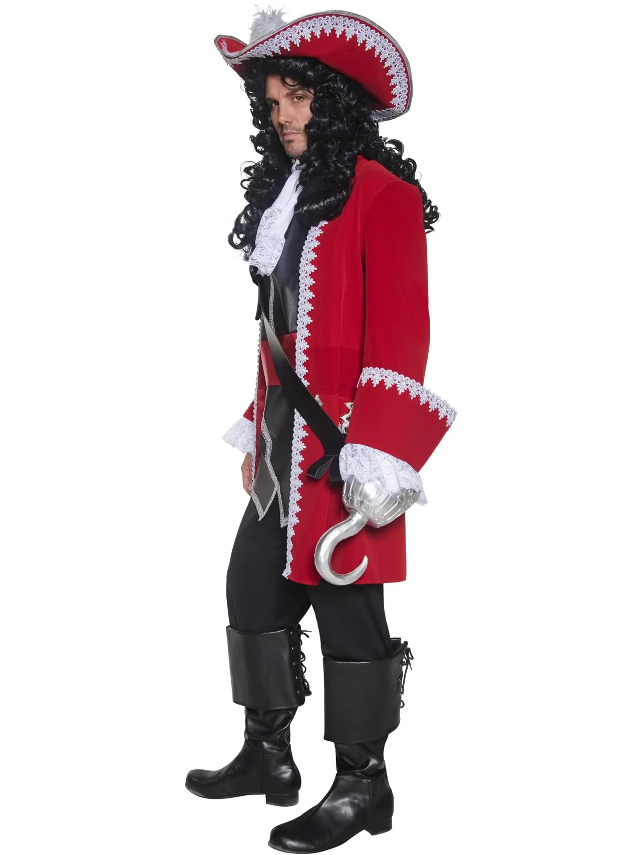 Piratkaptajn deluxe, rød – kostume til herrer