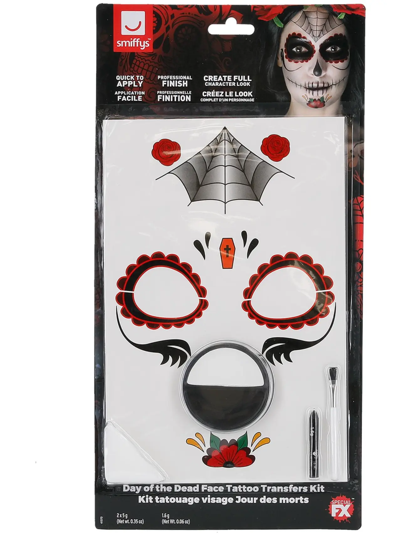 Day of the Dead-sminkesæt med røde tatoveringer